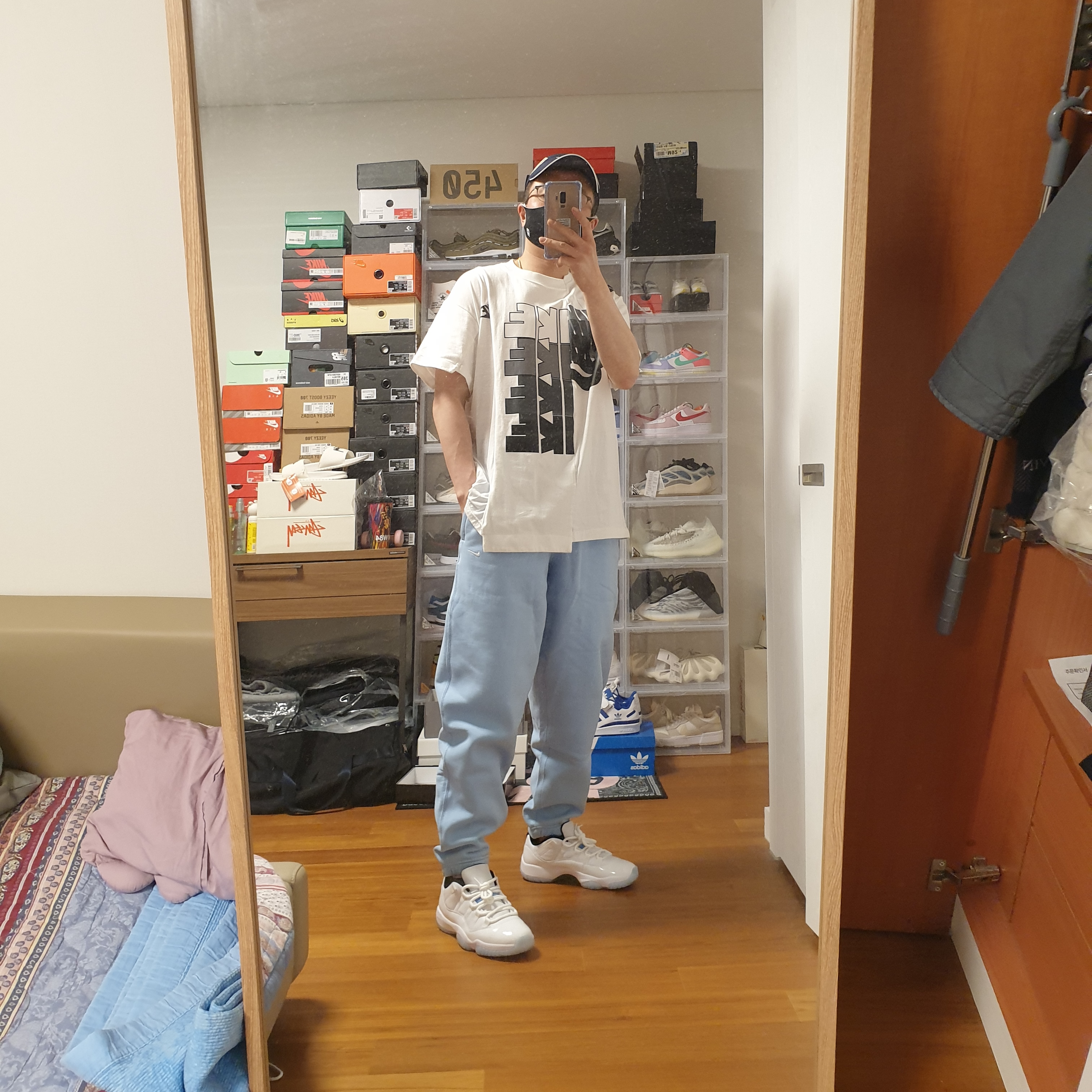 Nike NRG Solo Swoosh Fleece Pants Psychic Blue - US/EU, Jordan 11 Retro Low Legend Blue 착용 스타일 - 1