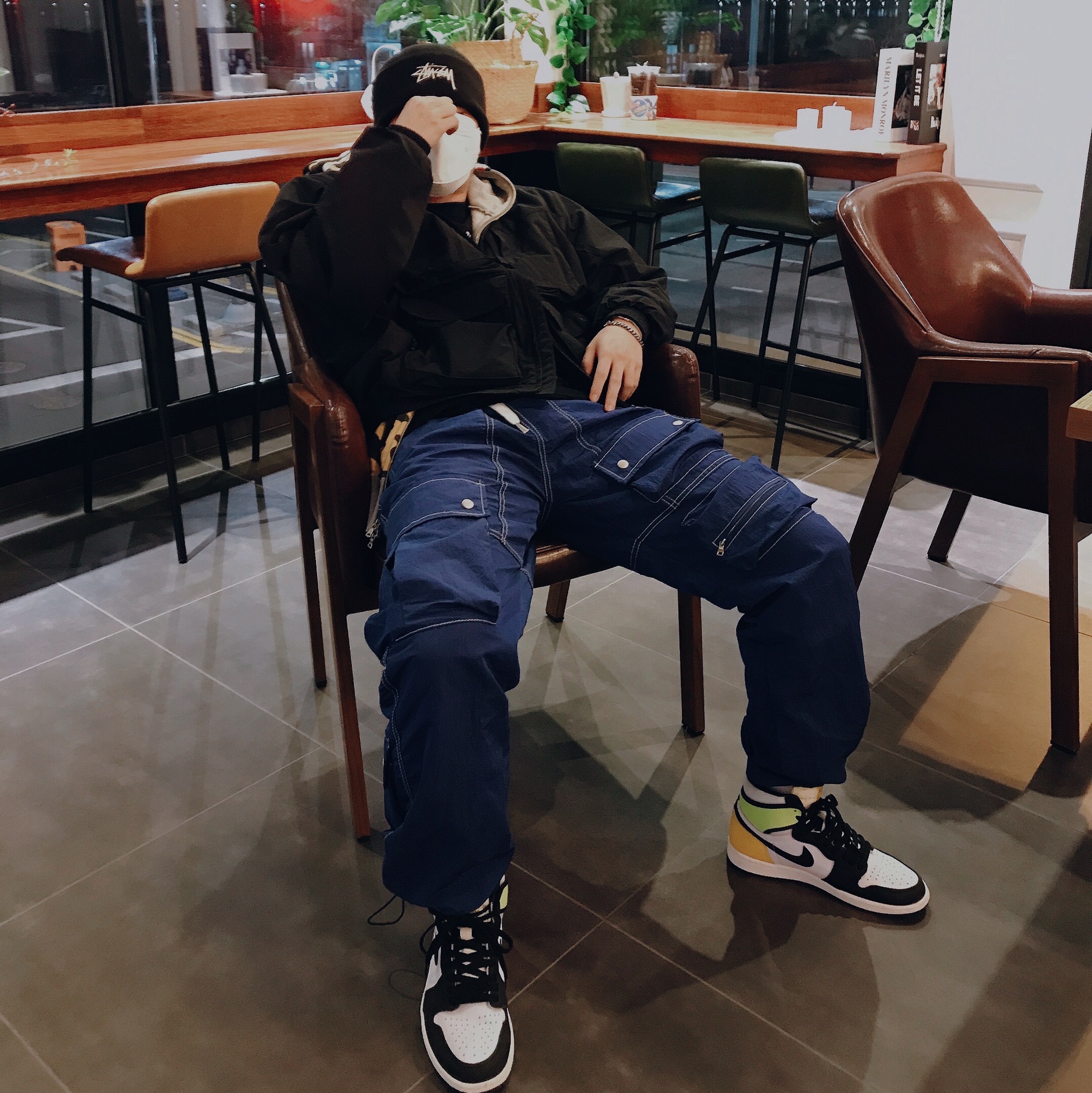 Nike x Stussy Cuff Beanie Black, Jordan 1 Retro High OG Volt Gold 착용 스타일 - 2