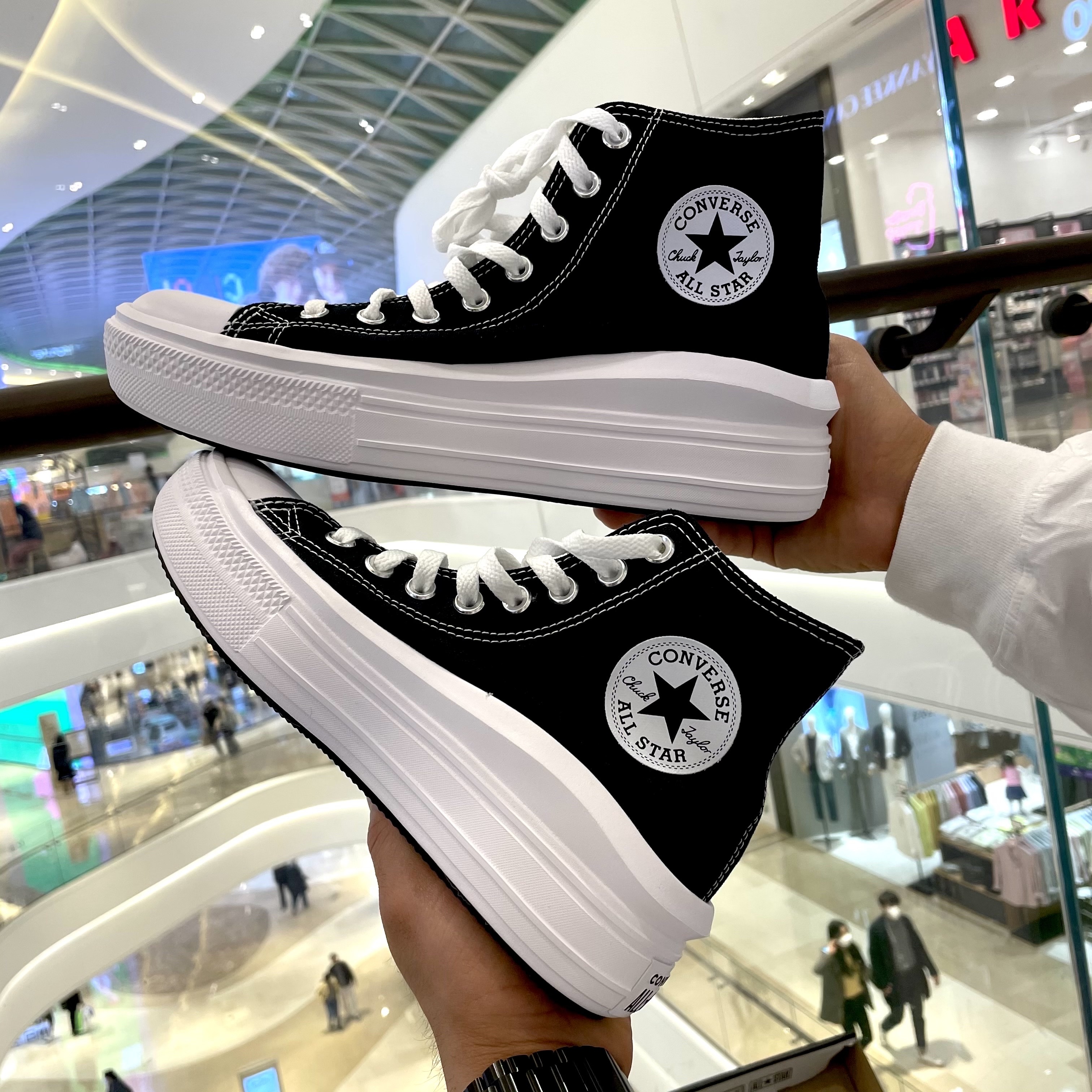(W) Converse Chuck Taylor All Star Move High Black 착용 스타일 - 3