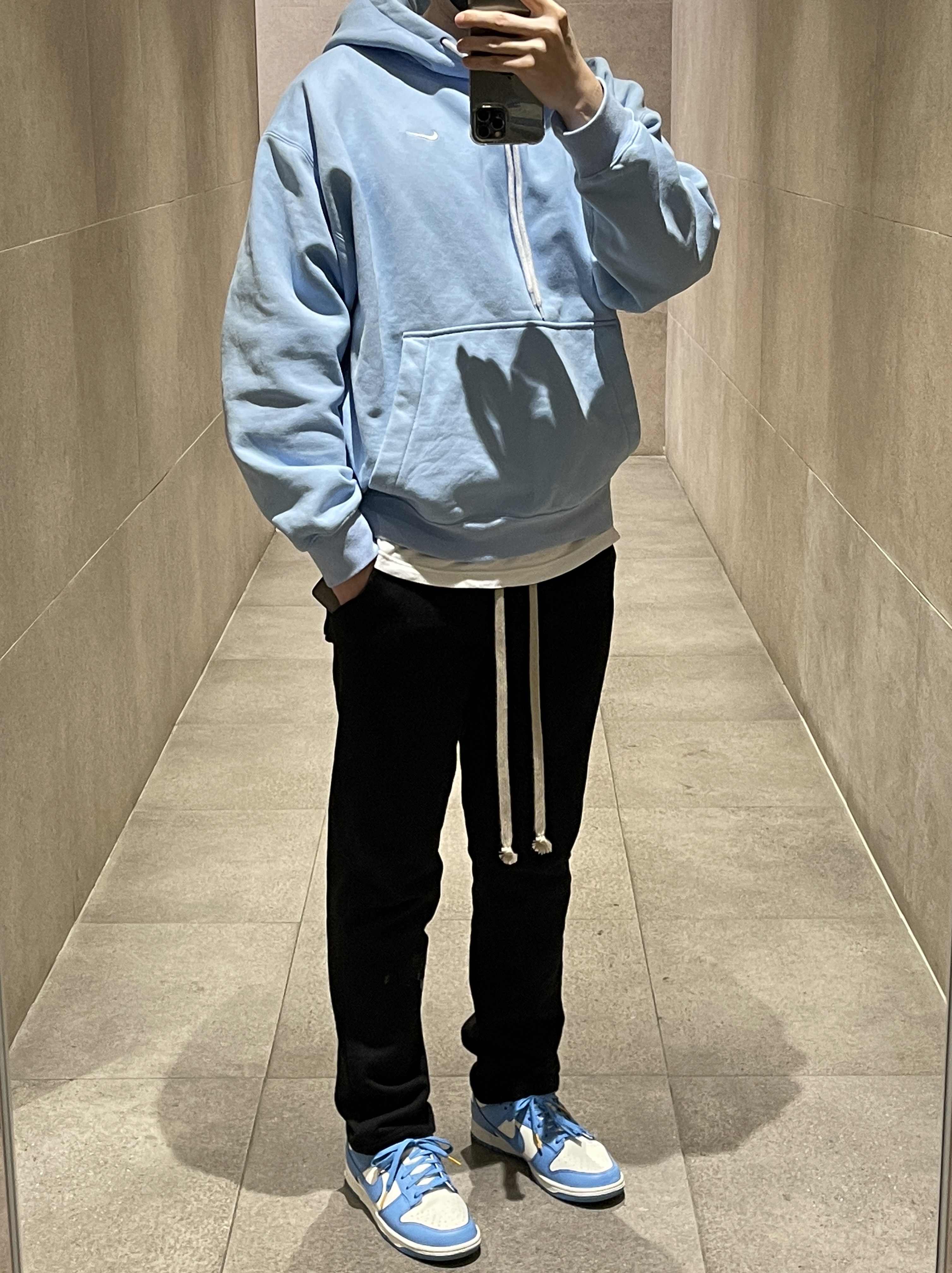 Nike M NRG Hoodie Psychic Blue, (W) Nike Dunk Low Coast 착용 스타일