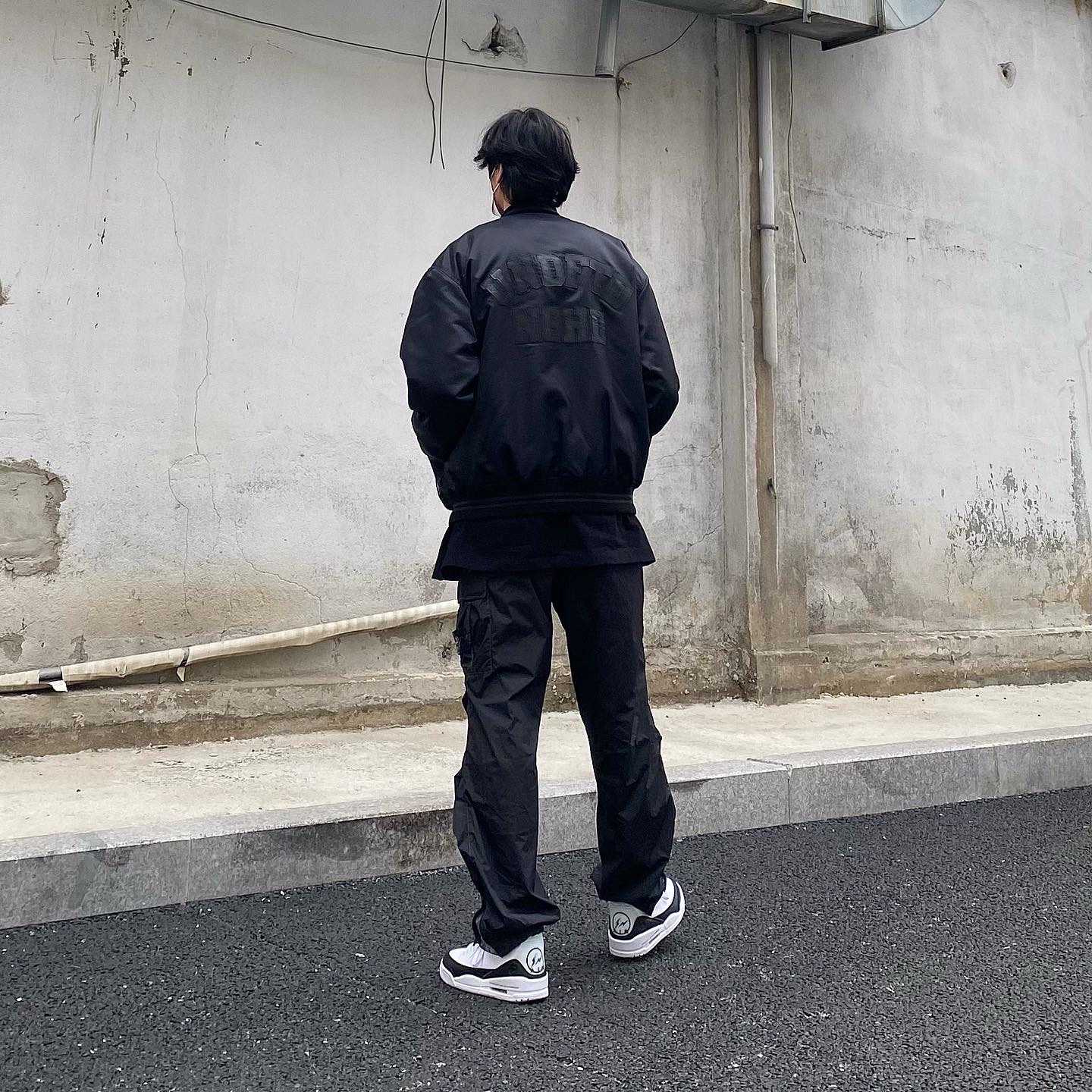 Jordan 3 x Fragment Retro SP White Black, Supreme x Stone Island Painted Camo Nylon Cargo Pants Black - 20FW 착용 스타일 - 2
