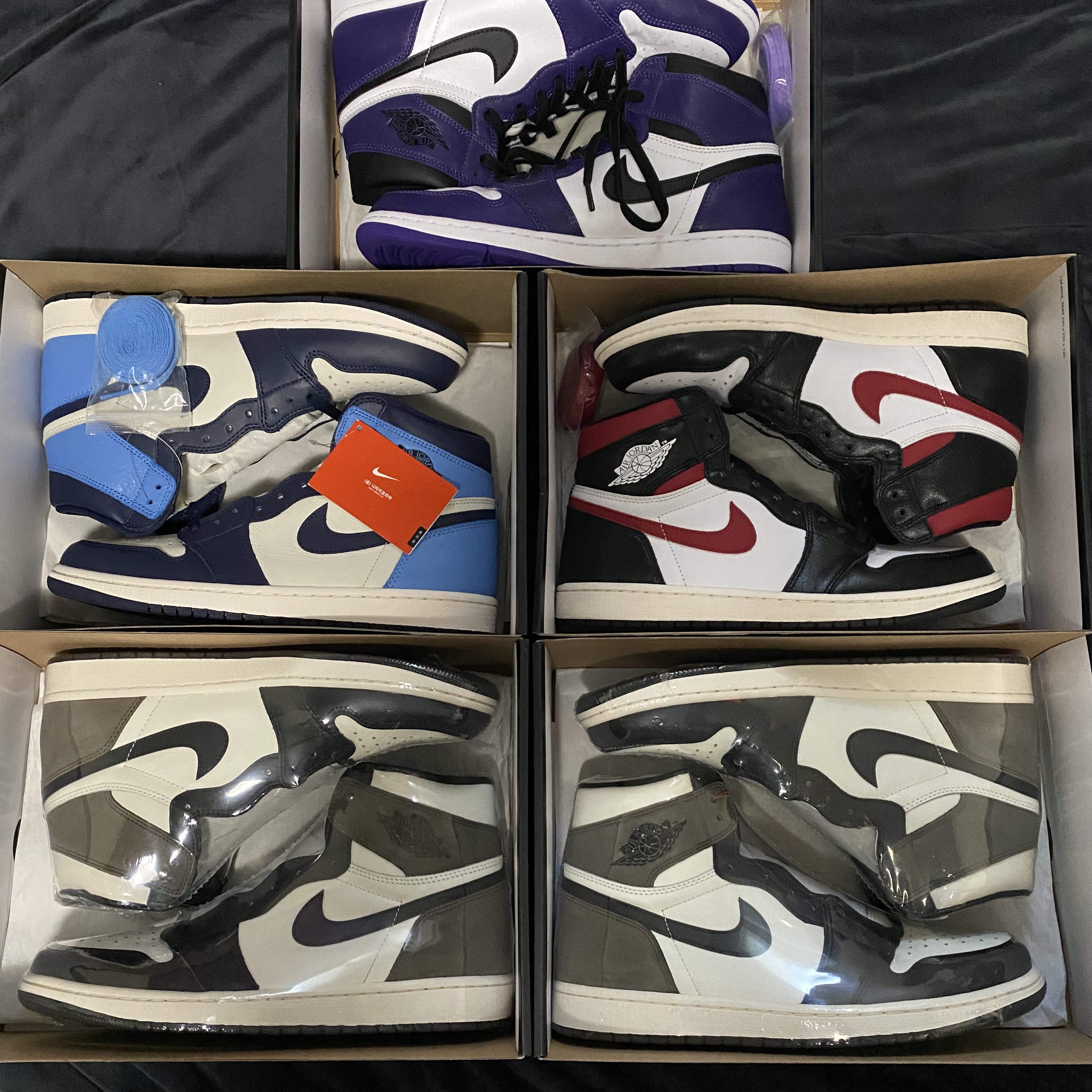 Jordan 1 Retro High OG Court Purple 2020, Jordan 1 Retro High OG Gym Red 착용 스타일