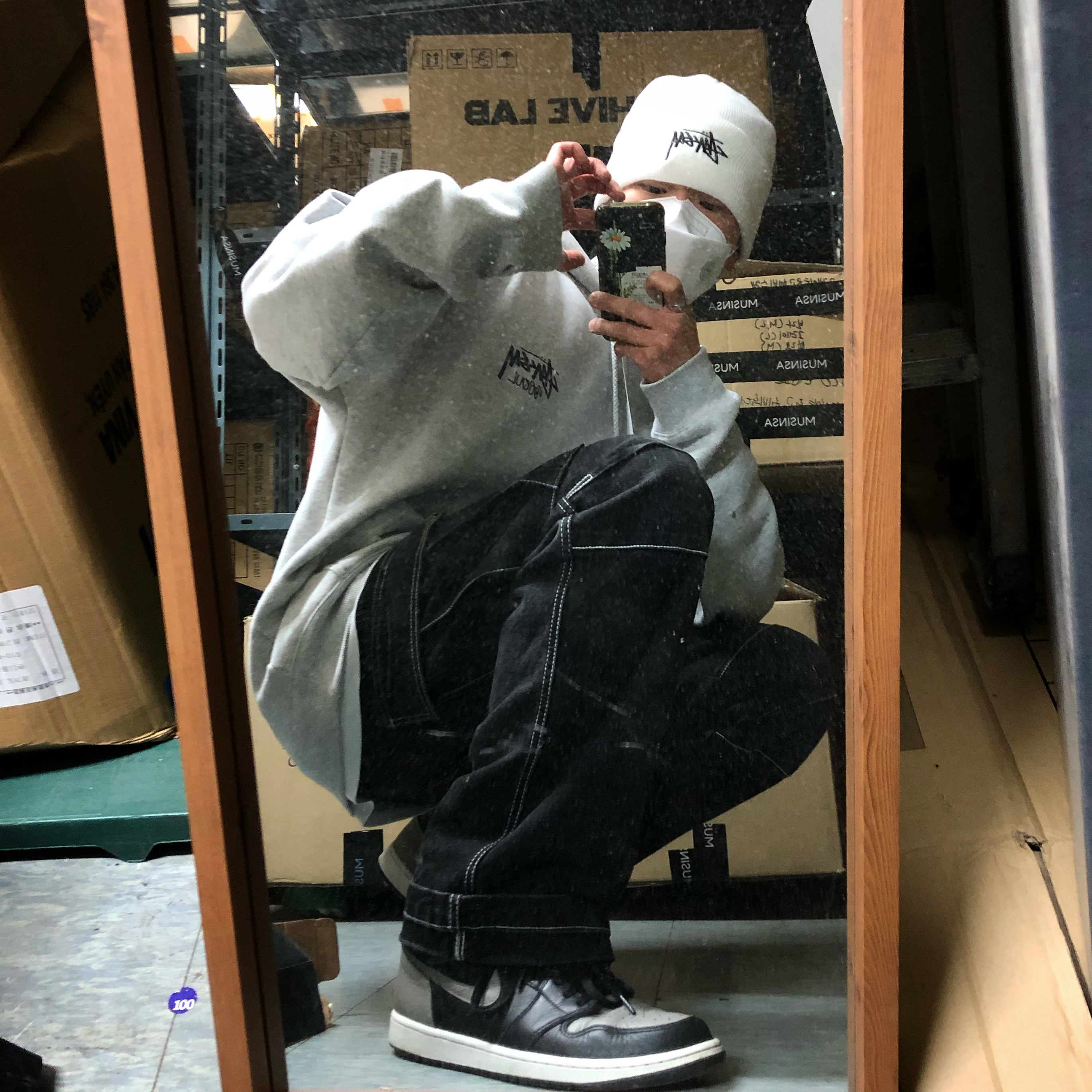 Jordan 1 Retro High OG Shadow 2018, Nike x Stussy Cuff Beanie White 착용 스타일