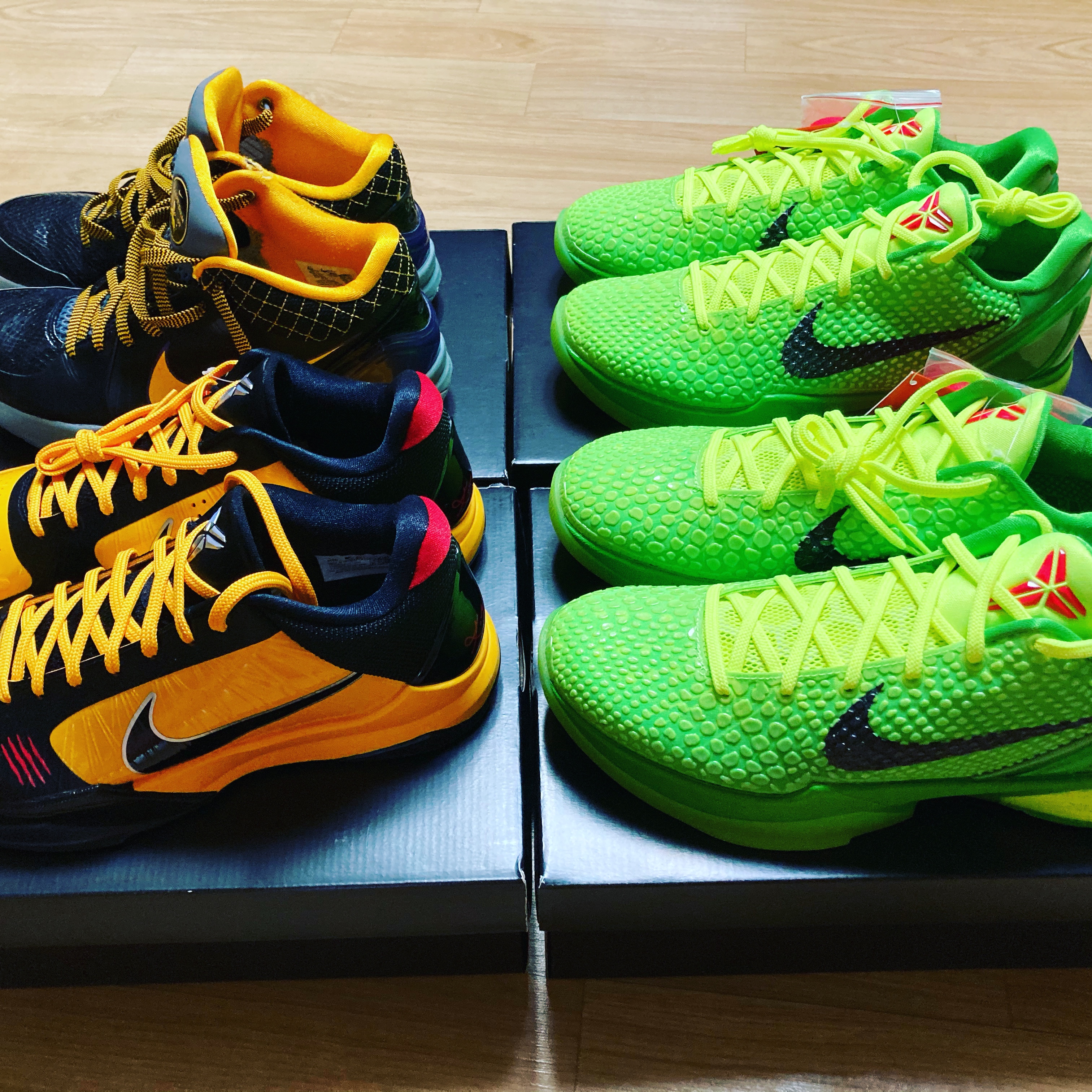Nike Kobe 5 Protro Bruce Lee, Nike Kobe 6 Protro Green Apple 착용 스타일