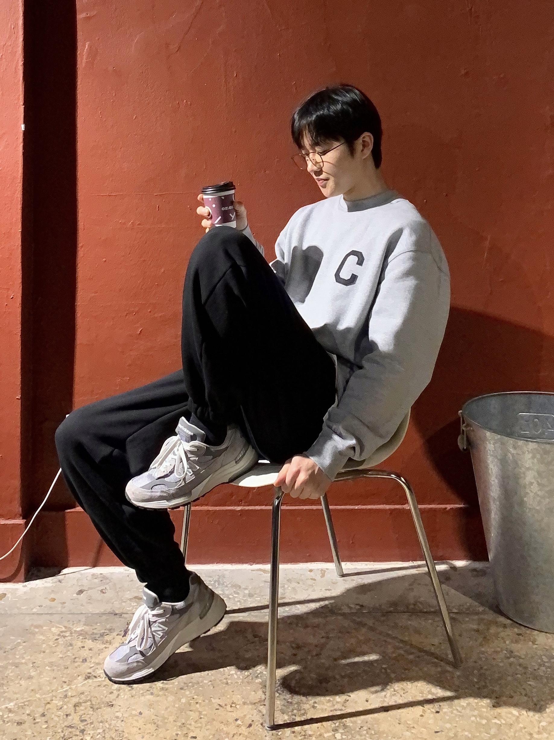 New Balance 992 Made in USA Grey - D Standard 착용 스타일 - 1