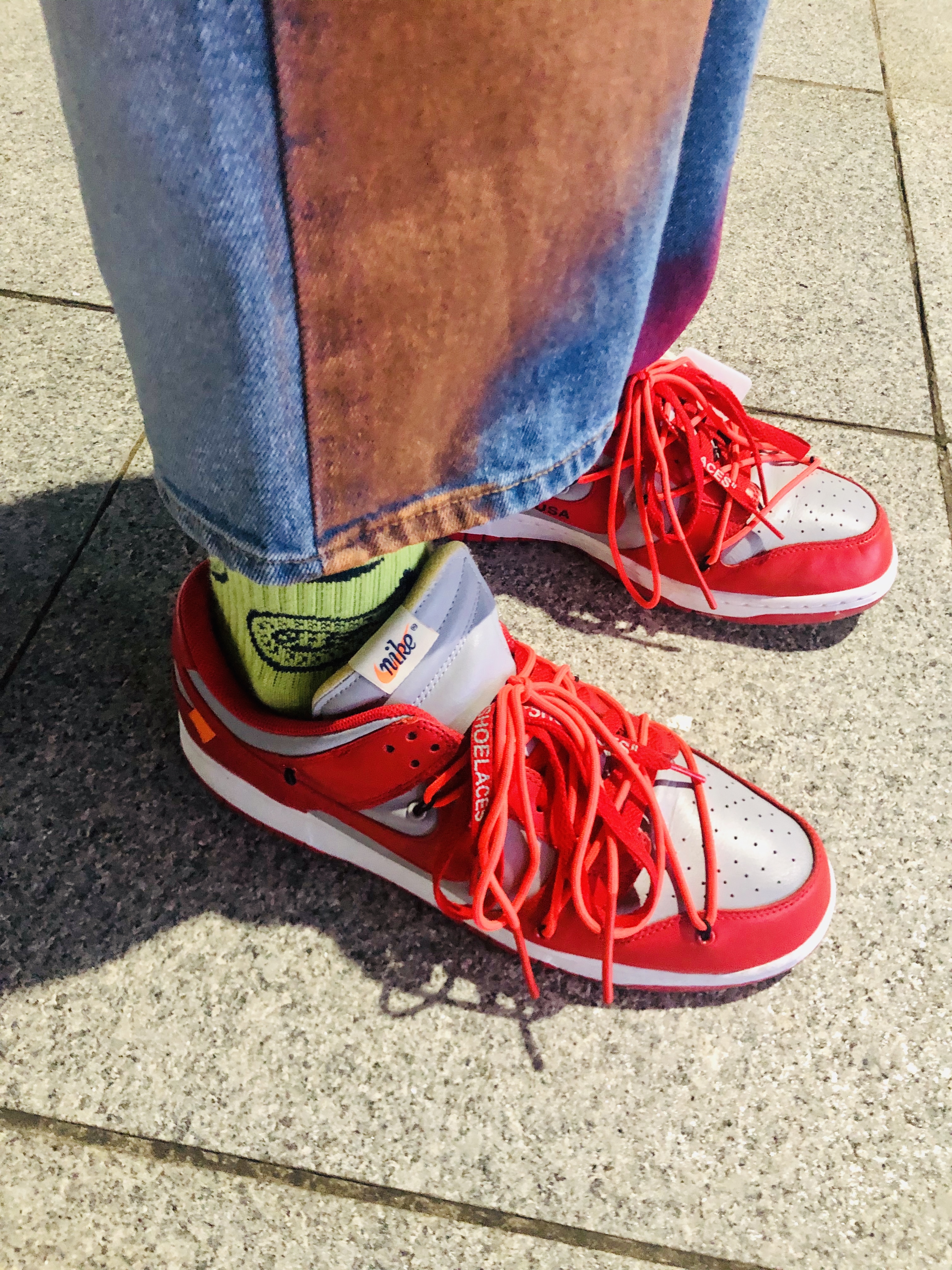 Nike x Off-White Dunk Low University Red 착용 스타일 - 5
