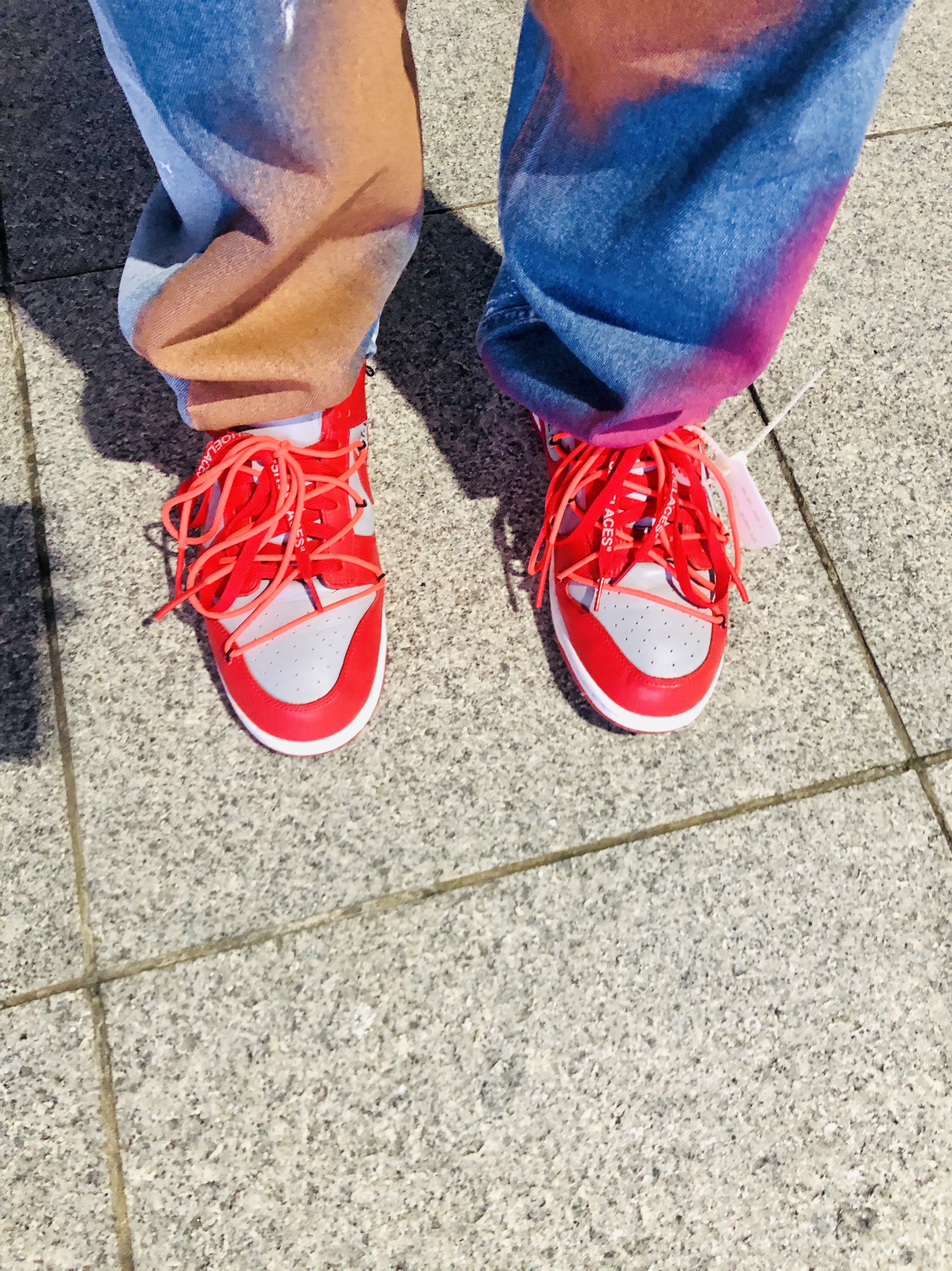 Nike x Off-White Dunk Low University Red 착용 스타일 - 3