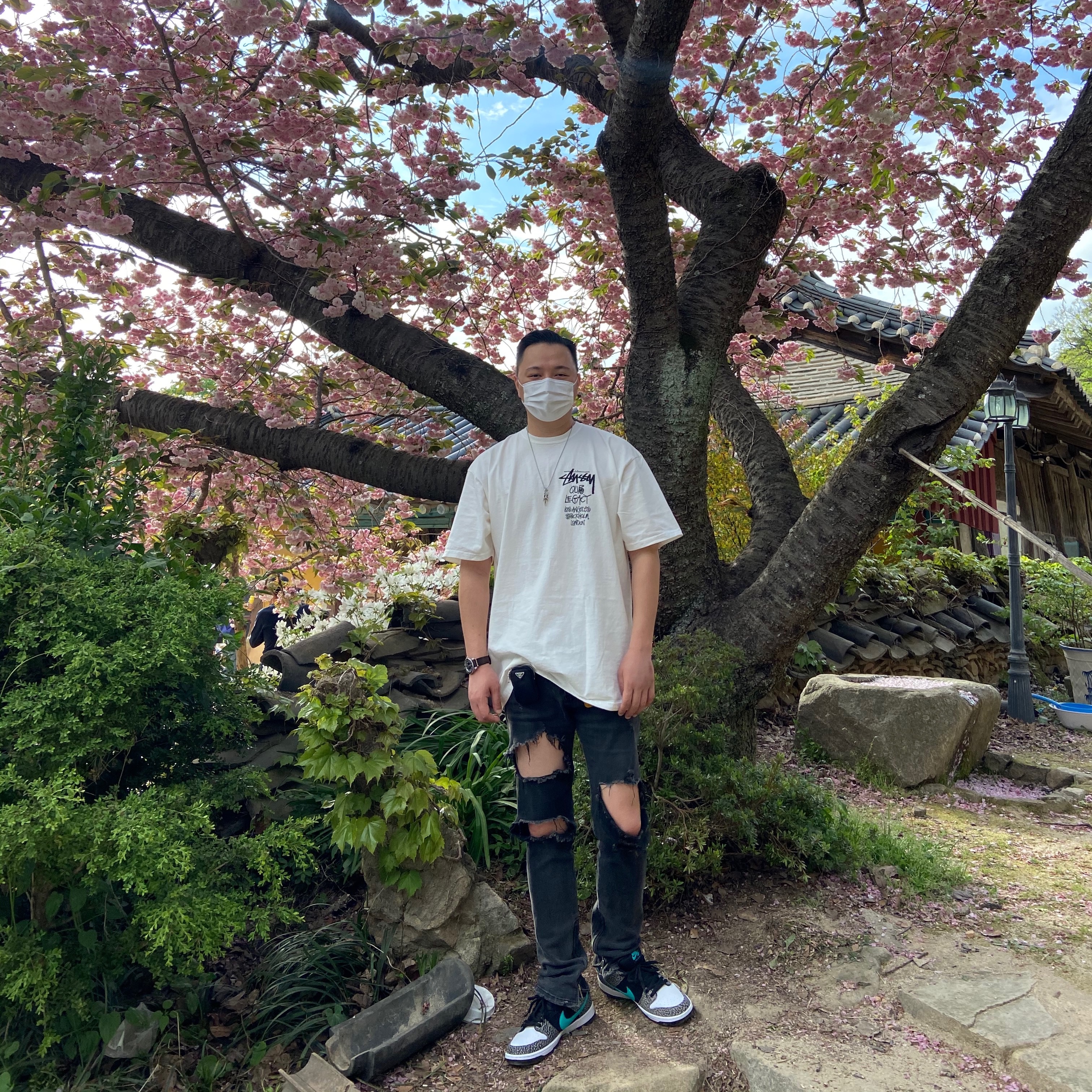 Stussy x Our Legacy Surfman Pig. Dyed T-Shirt Natural - 20FW, Nike SB Dunk Low Pro Clear Jade 착용 스타일 - 1