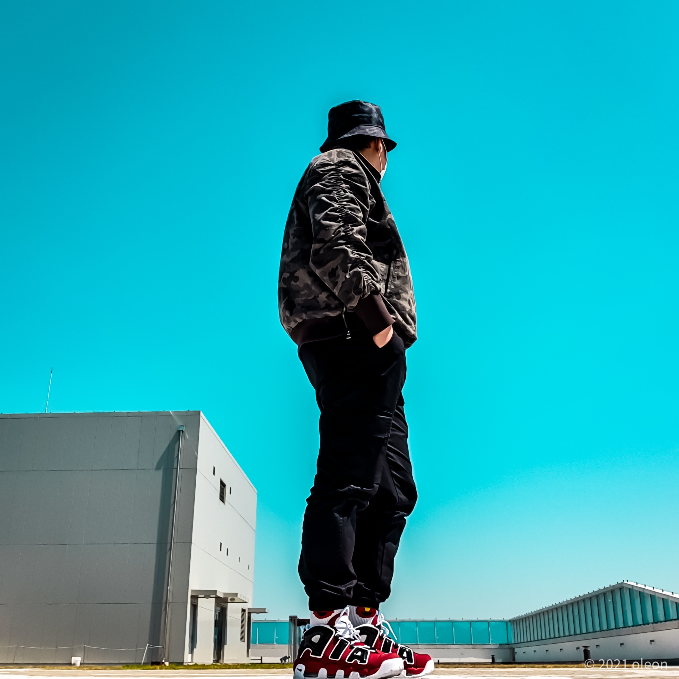 Nike Air More Uptempo 96 Bulls 2021, Nike Bucket Futura Tie-Dye Black 착용 스타일