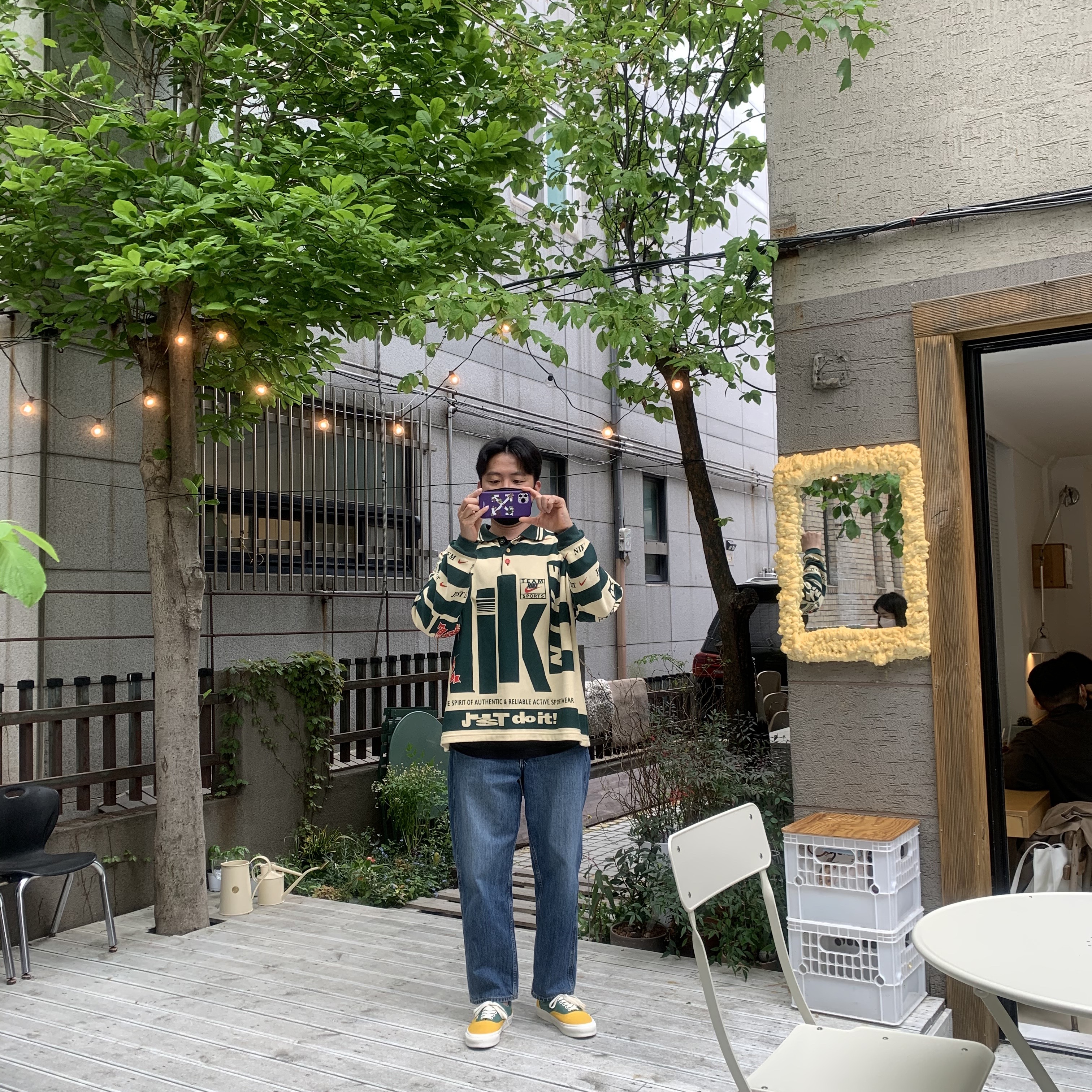 Nike x Cactus Plant Flea Market Long Sleeve Polo Natural - Asia 착용 스타일 - 3