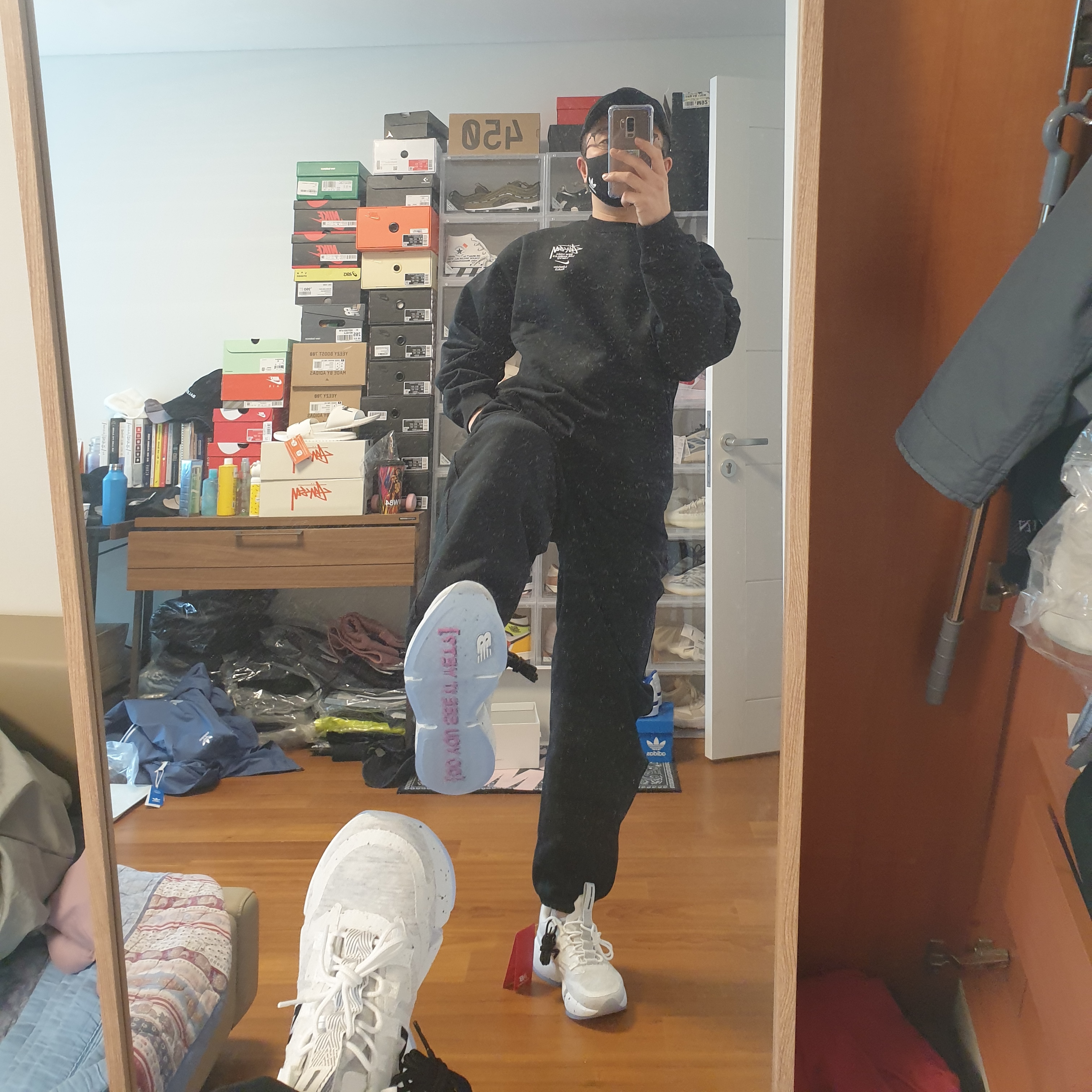 Nike x Stussy NRG ZR Fleece Crewneck Black - US/EU, Nike x Stussy NRG ZR Fleece Pants Black - US/EU 착용 스타일 - 3