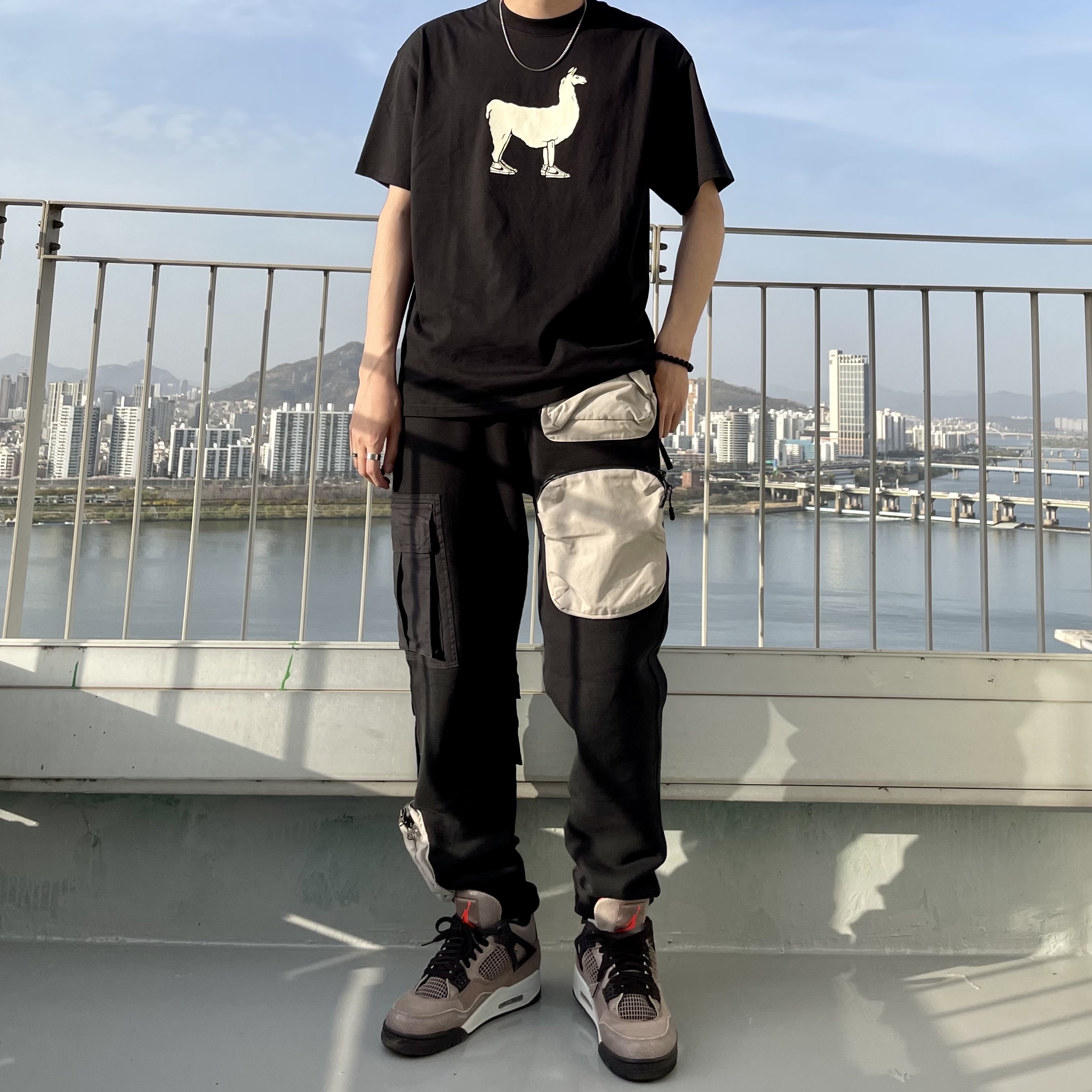 Jordan 4 Retro Taupe Haze, Nike x Travis Scott NRG AG Utility Sweatpants Black 착용 스타일