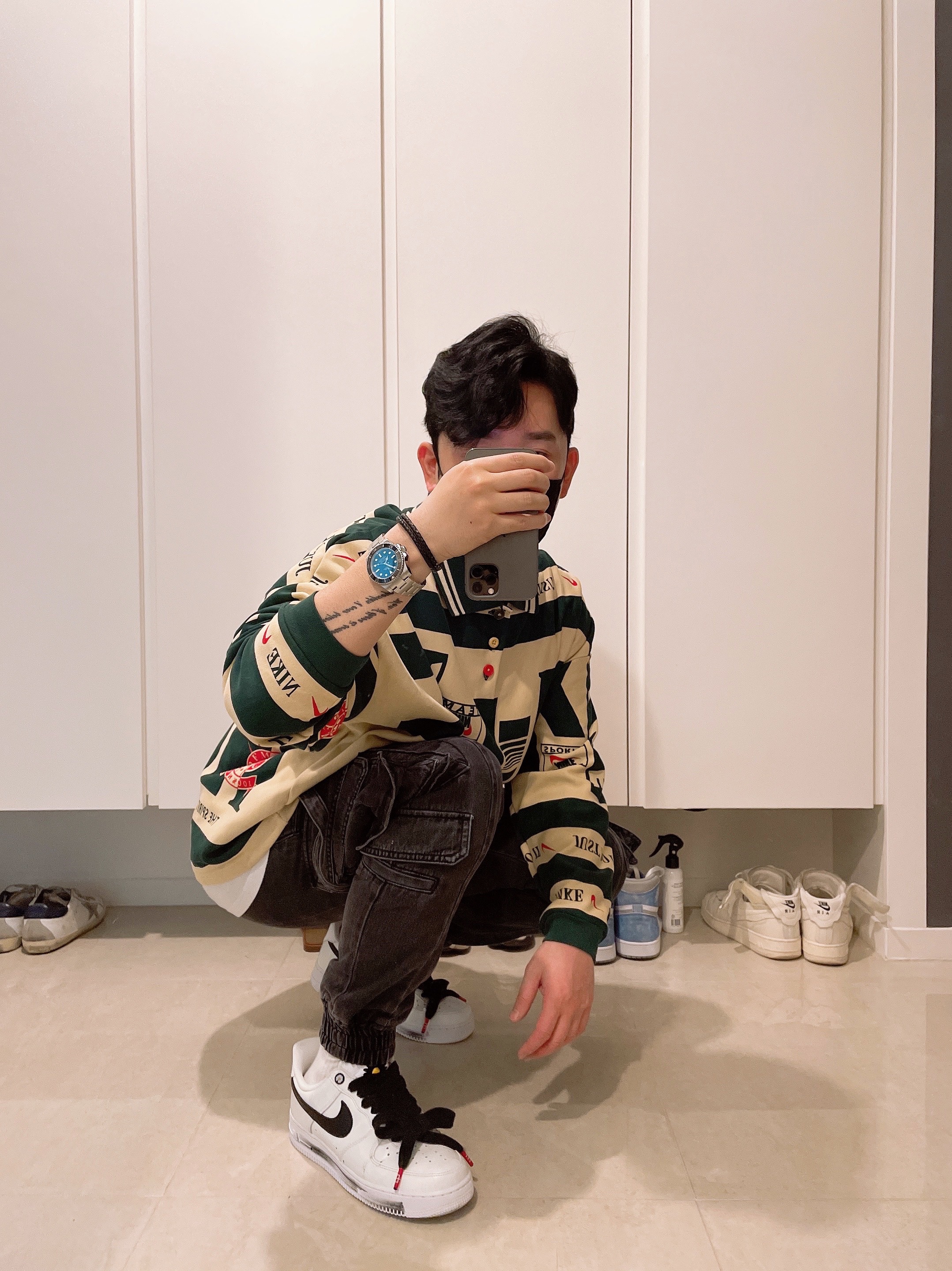 Nike x Peaceminusone Air Force 1 Low Para-Noise 2.0, Nike x Cactus Plant Flea Market Long Sleeve Polo Natural - US/EU 착용 스타일