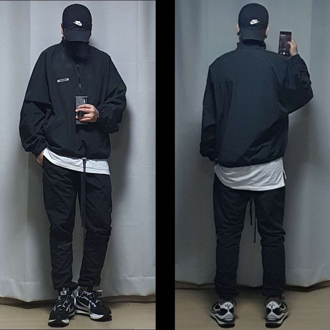 Essentials Track Jacket Black - 20FW, Essentials Track Pants Black - 20FW 착용 스타일