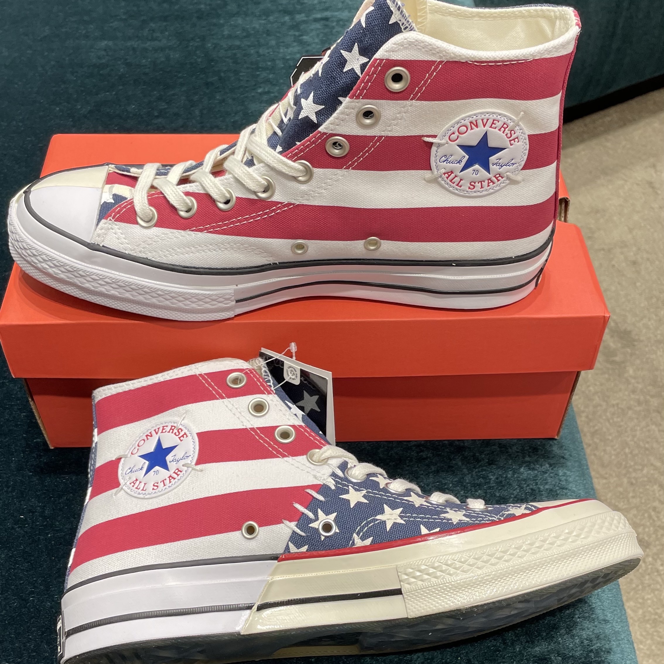 Converse Chuck 70 Hi Archive Restructured American Flag 착용 스타일