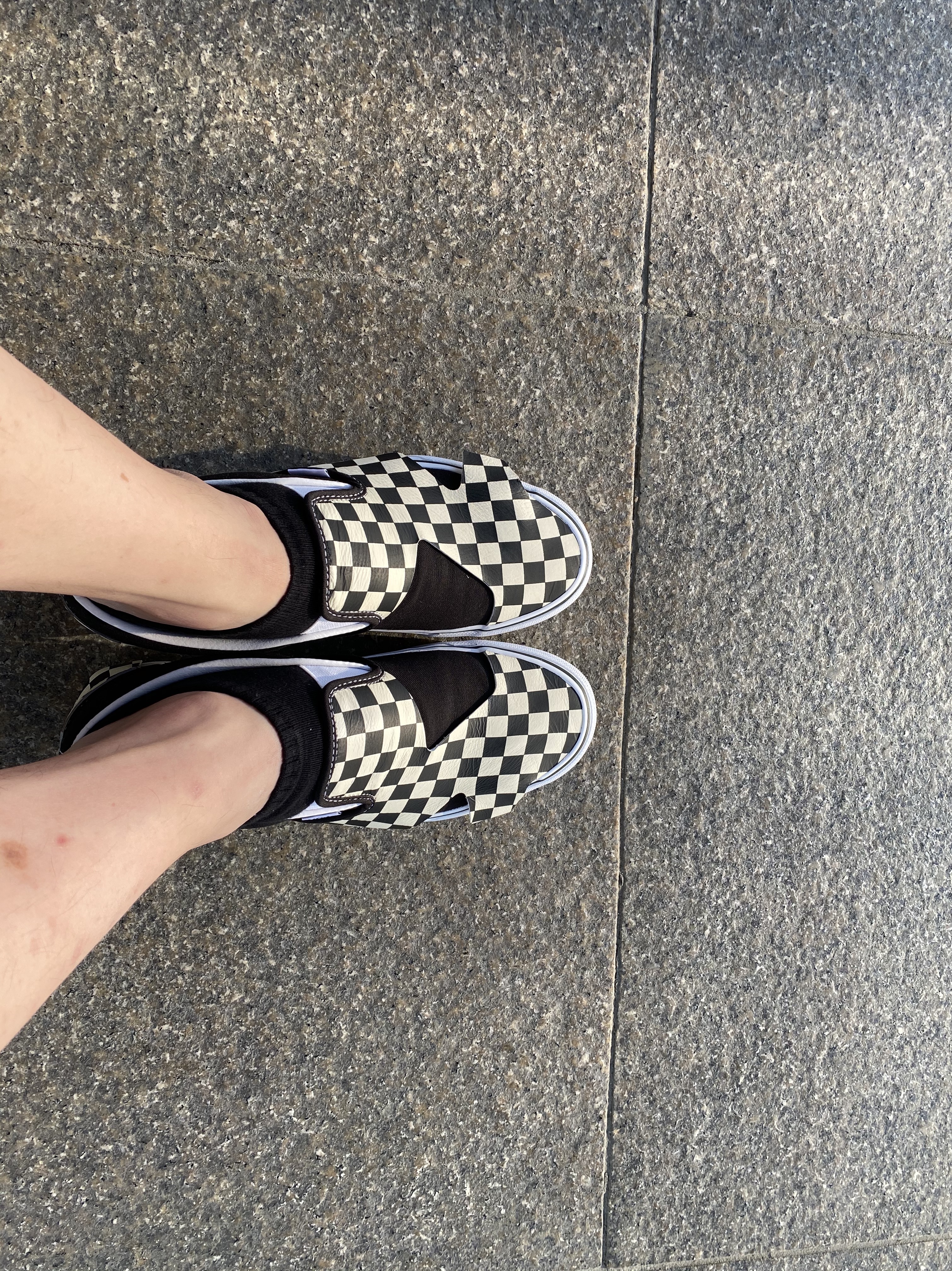 Vans Checkerboard Comfycush One Black, Vans Vault OG Classic Slip-On LX Checkerboard 착용 스타일 - 2