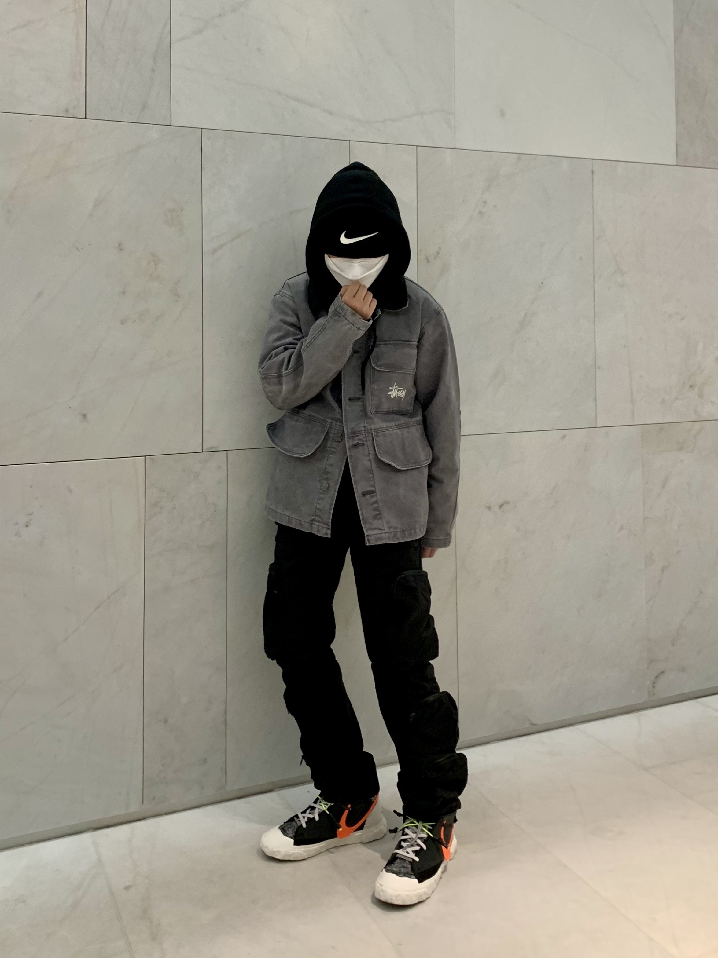 Nike x Readymade Blazer Mid Black, Nike x Stussy Cuff Beanie 착용 스타일