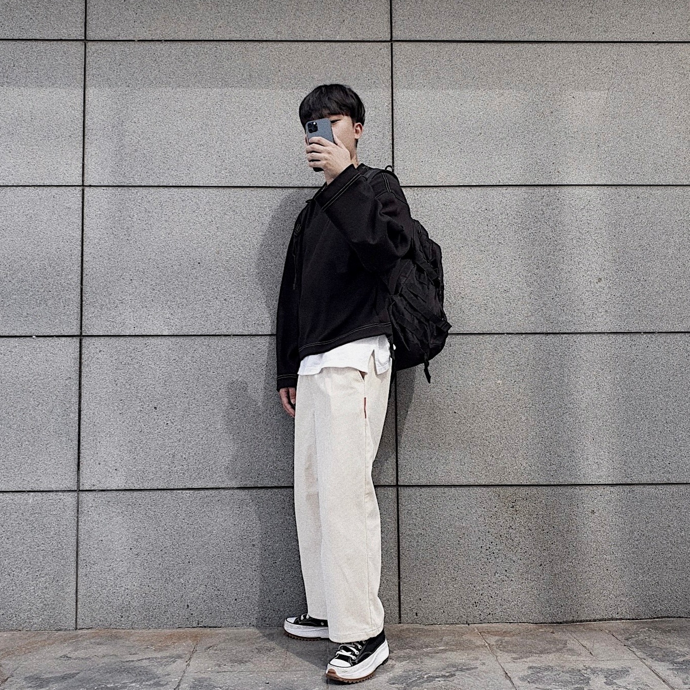 Converse Run Star Hike Low Black 착용 스타일