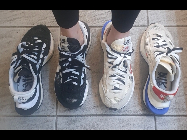 Nike x Sacai VaporWaffle Black White, Nike x Sacai VaporWaffle Royal Fuchsia 착용 스타일