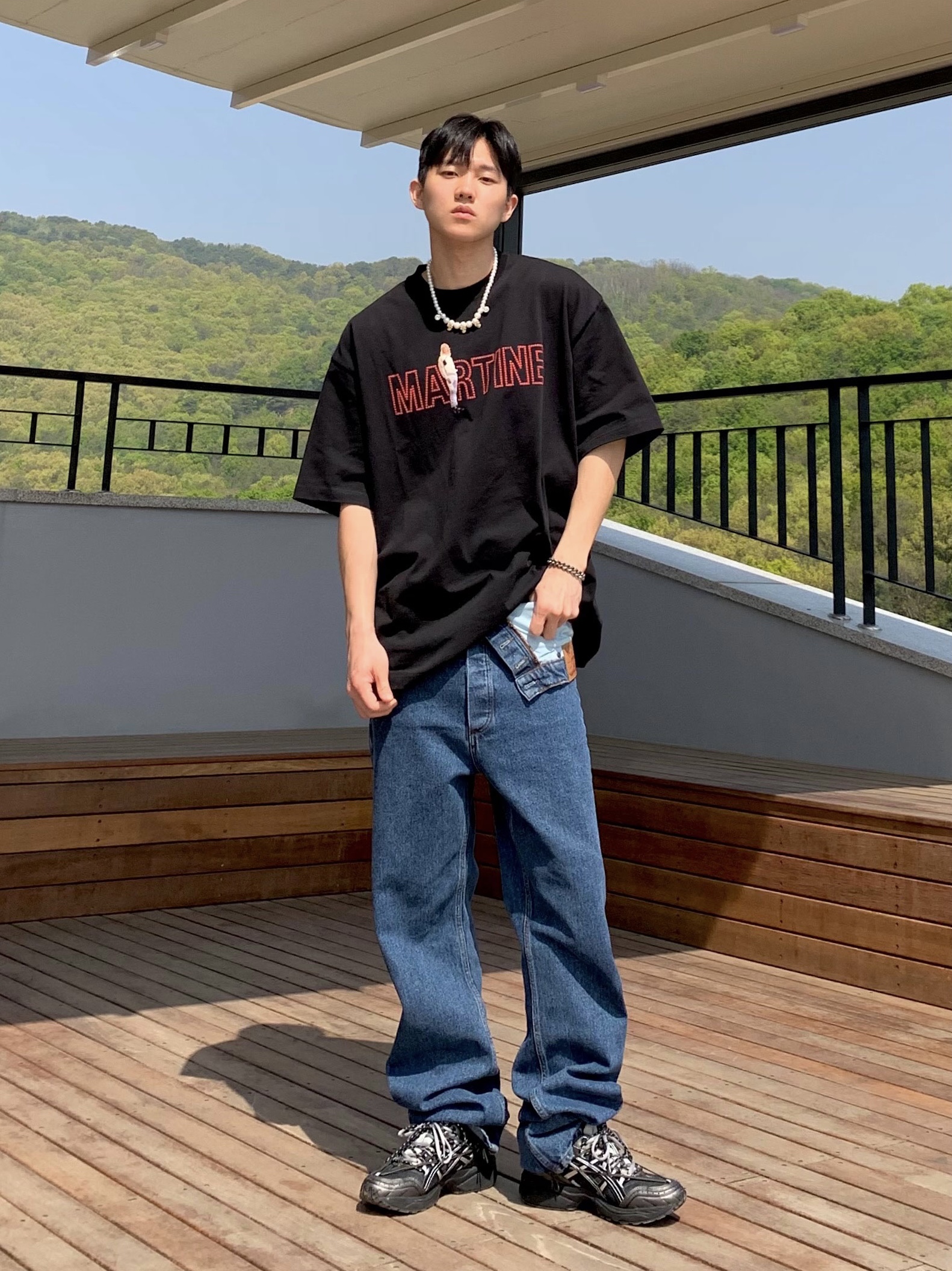 Asics x Andersson Bell Gel-1090 Black Silver 착용 스타일 - 1