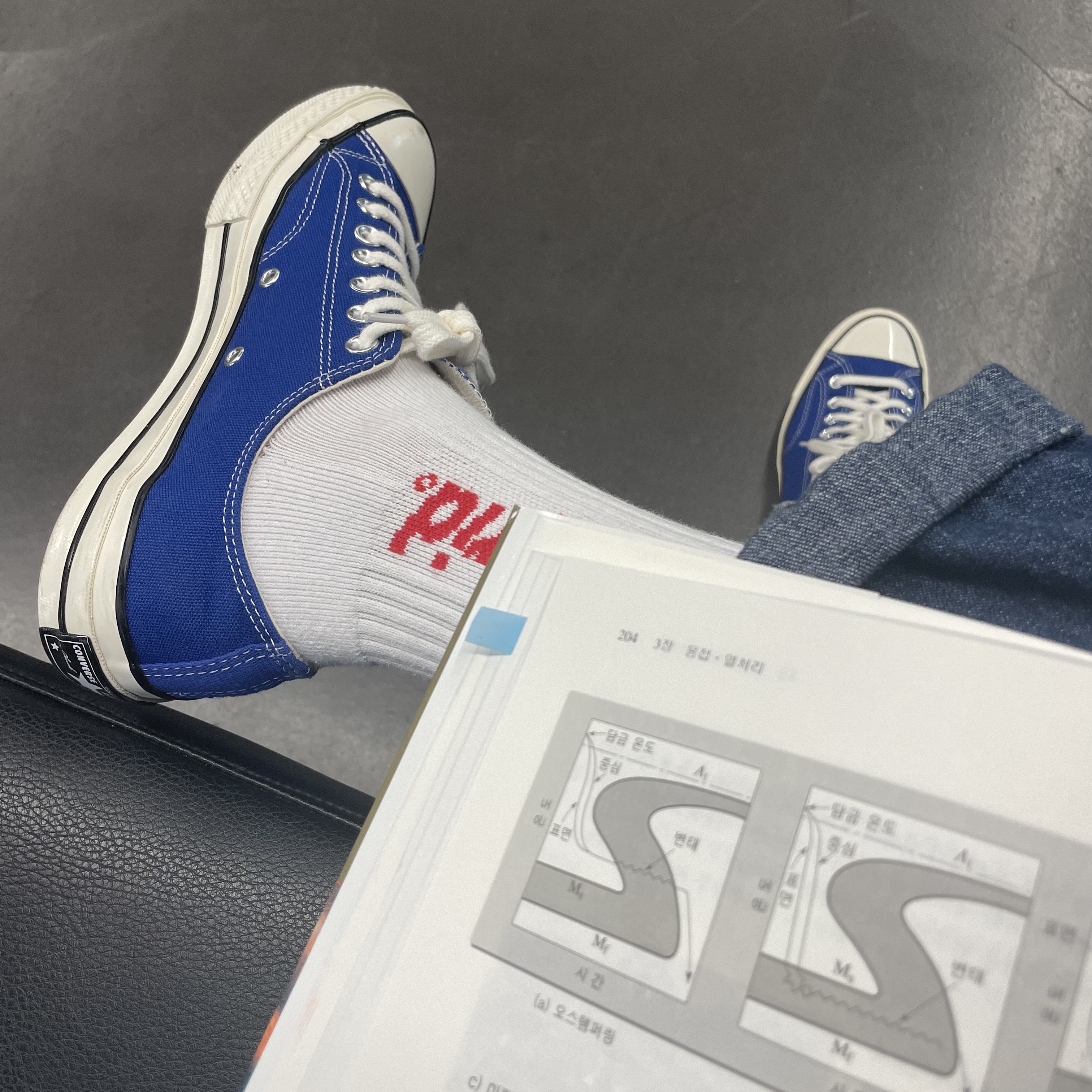 Converse Chuck 70 Ox Vintage Canvas Rush Blue 착용 스타일