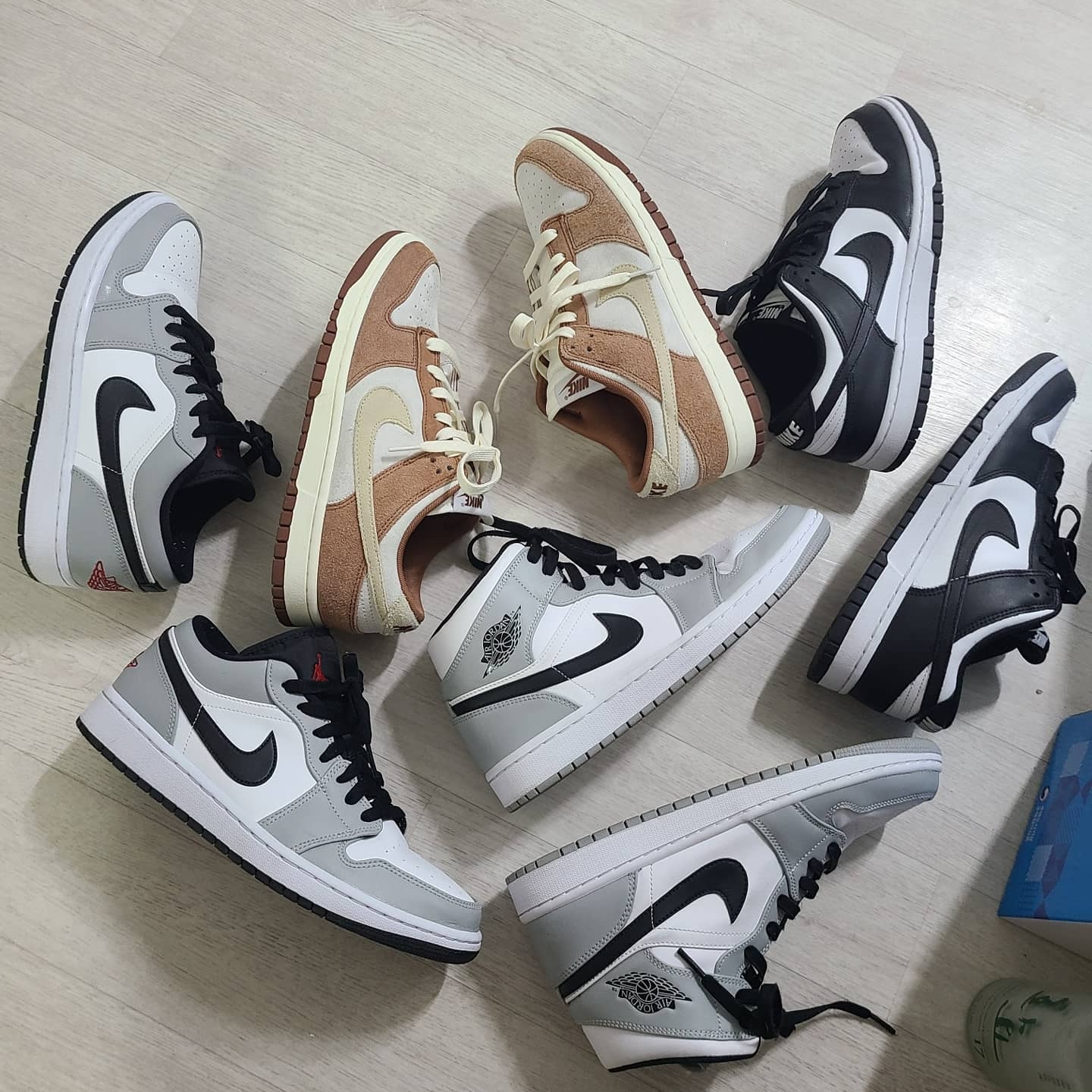Jordan 1 Mid Light Smoke Grey, Nike Dunk Low Pro Premium Medium Curry 착용 스타일