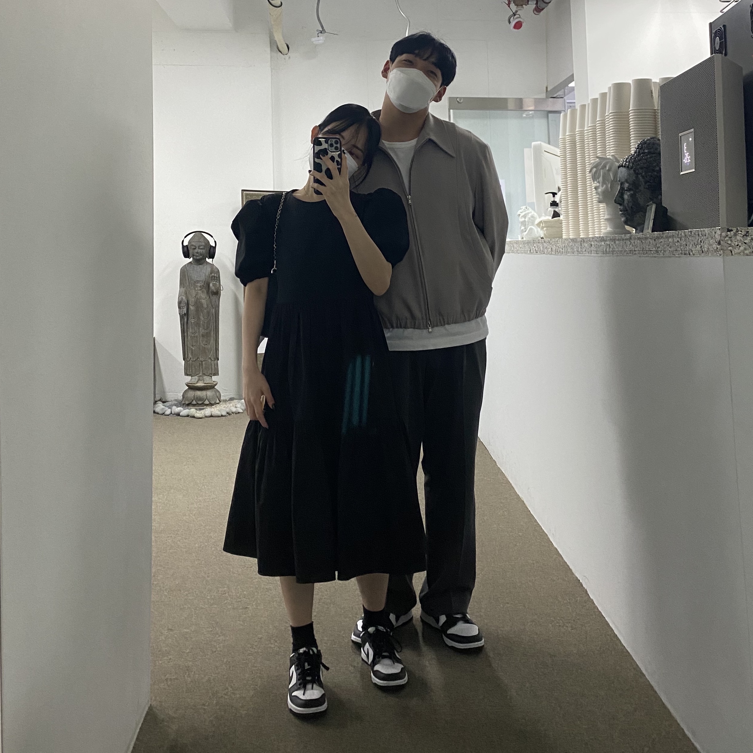 Nike Dunk Low Retro Black, (GS) Nike Dunk Low Black 착용 스타일 - 3