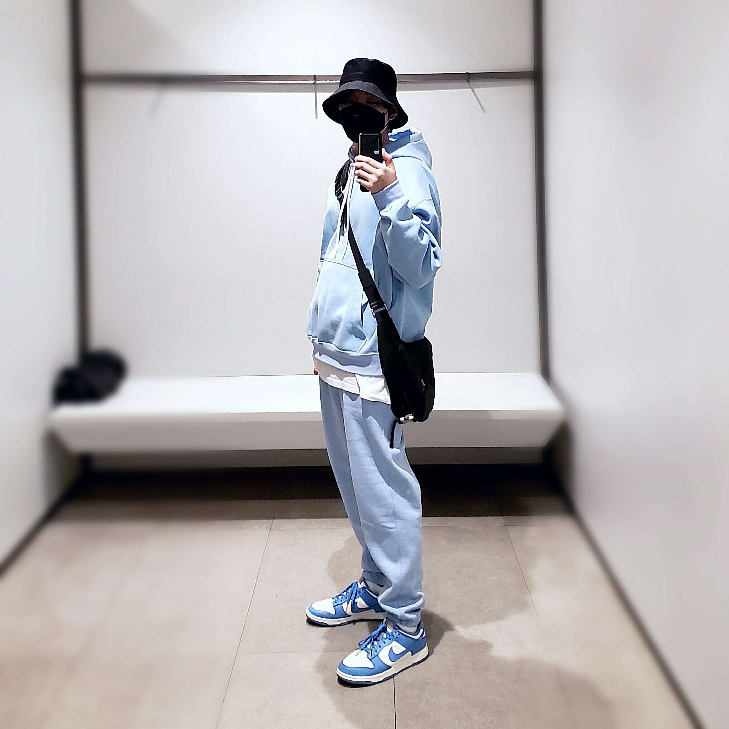 Nike M NRG Hoodie Psychic Blue, Nike NRG Solo Swoosh Fleece Pants Psychic Blue - US/EU 착용 스타일 - 1