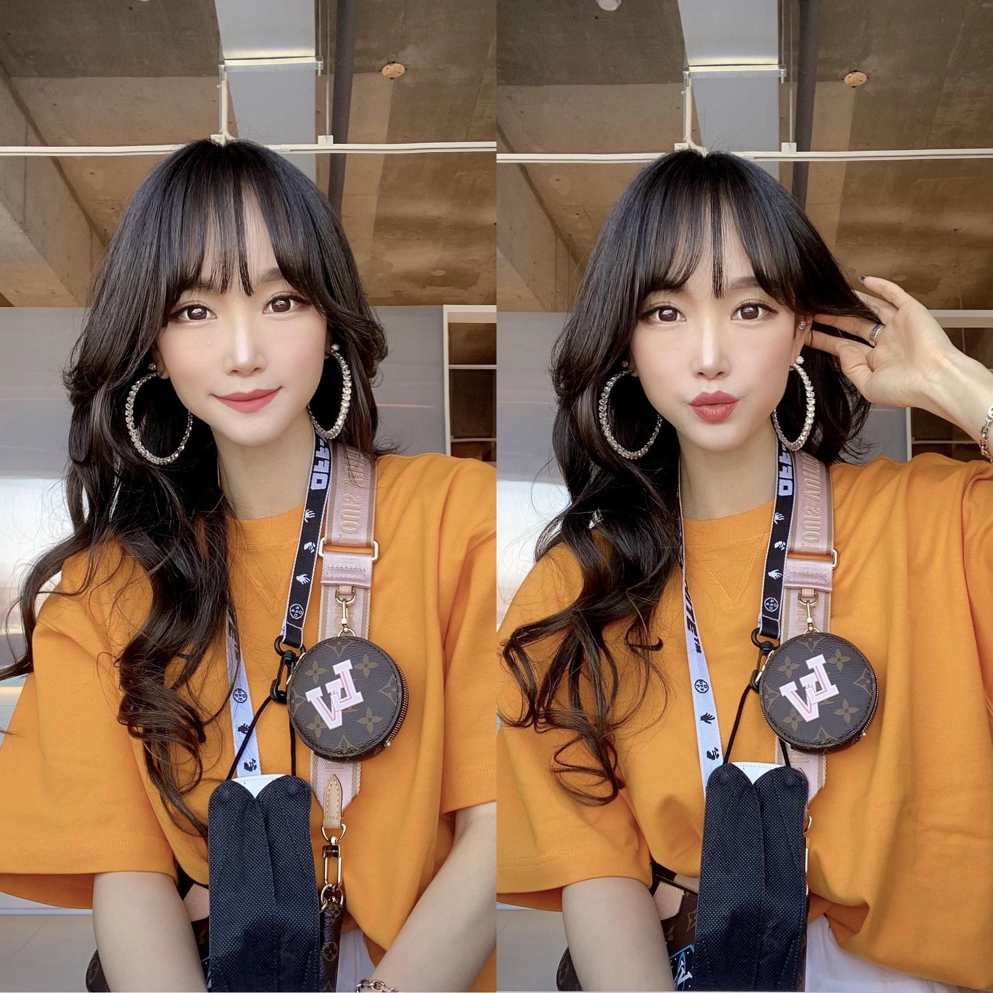 Nike x Kim Jones Oversized T-Shirt Circuit Orange - Asia, Off-White x Amore Pacific Protection Box (Without Cosmetics) 착용 스타일 - 2