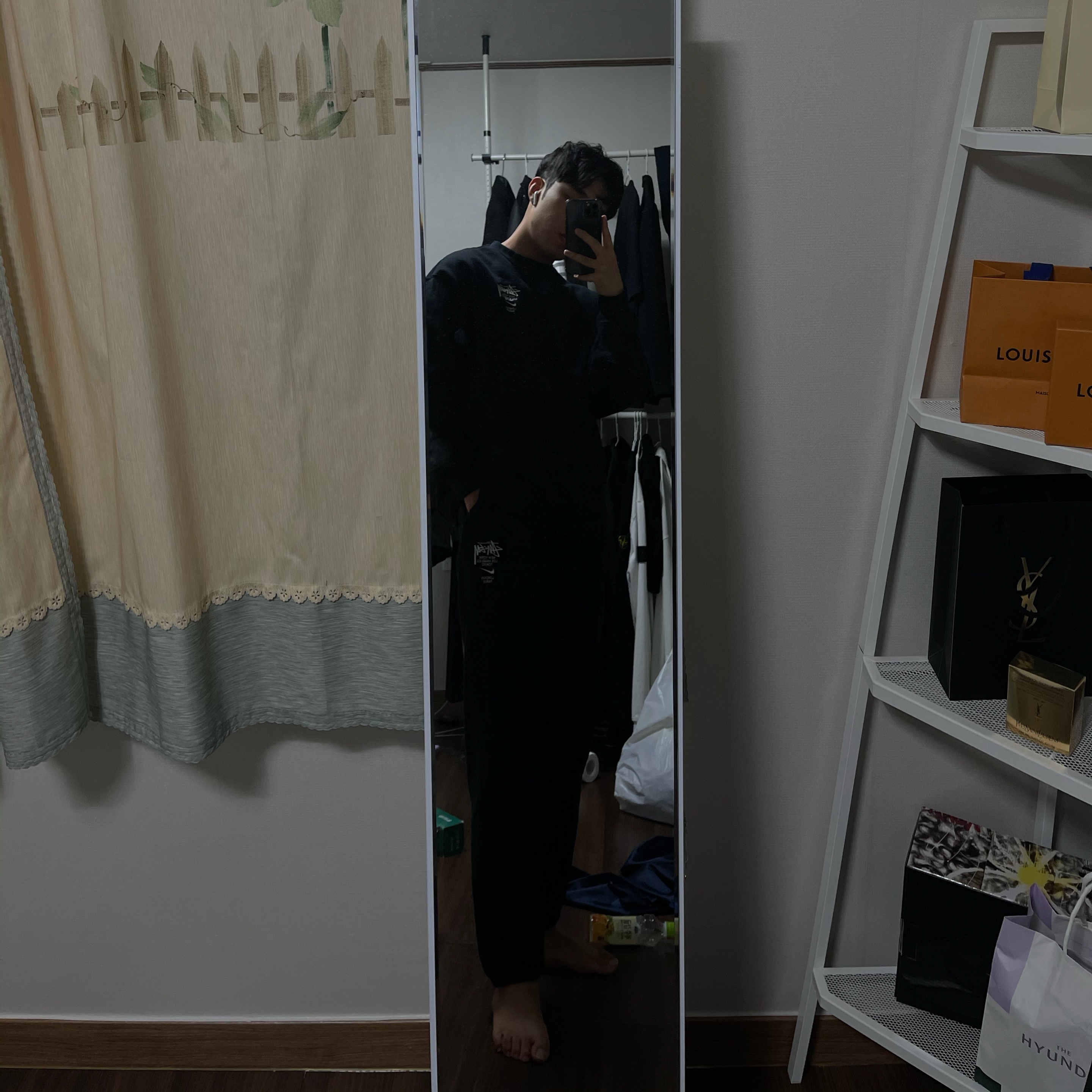 Nike x Stussy NRG ZR Fleece Crewneck Black - US/EU, Nike x Stussy NRG ZR Fleece Pants Black - US/EU 착용 스타일