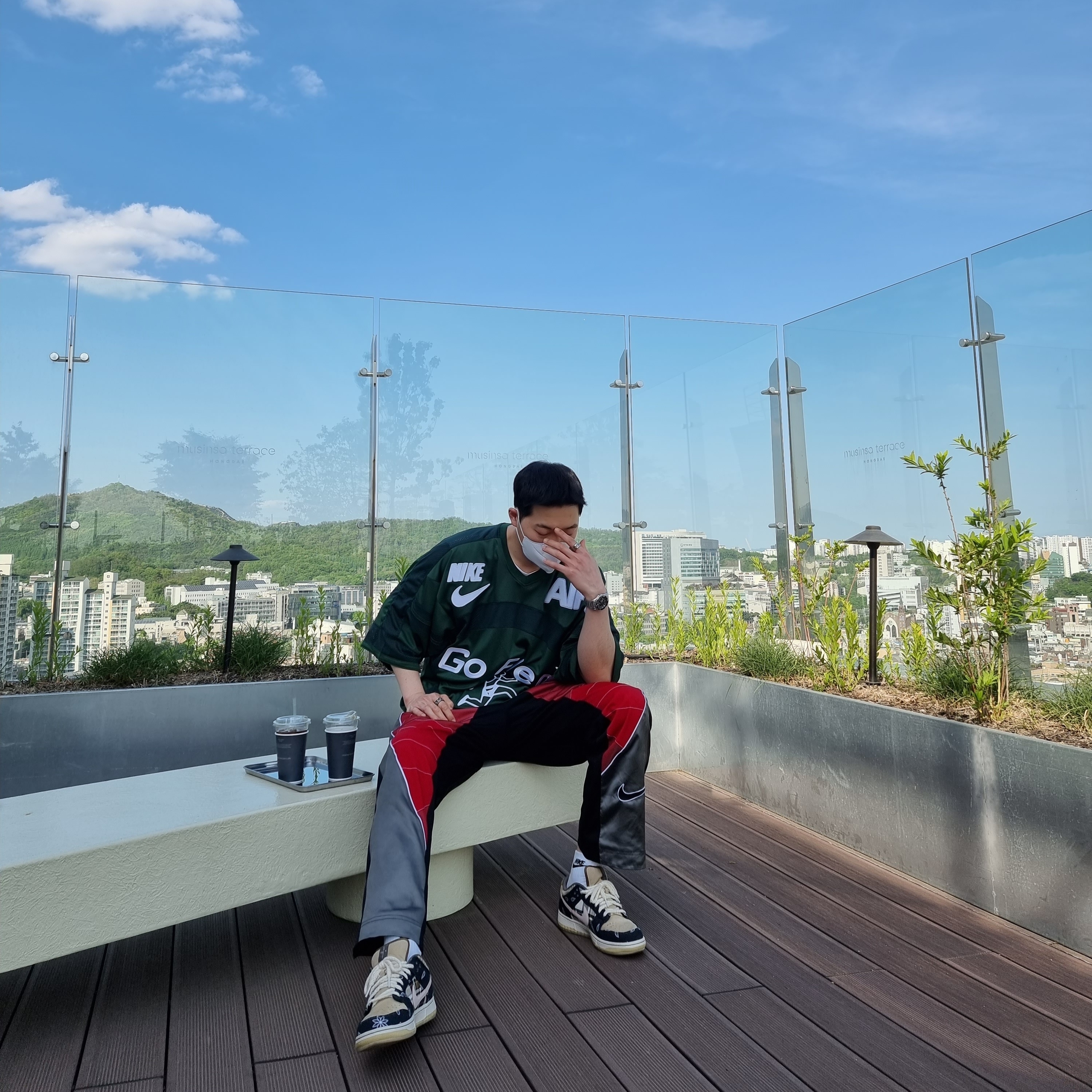 Nike x Cactus Plant Flea Market S/S Jersey Green - Asia, Nike x Cactus Plant Flea Market S/S Jersey Green - US/EU 착용 스타일 - 1