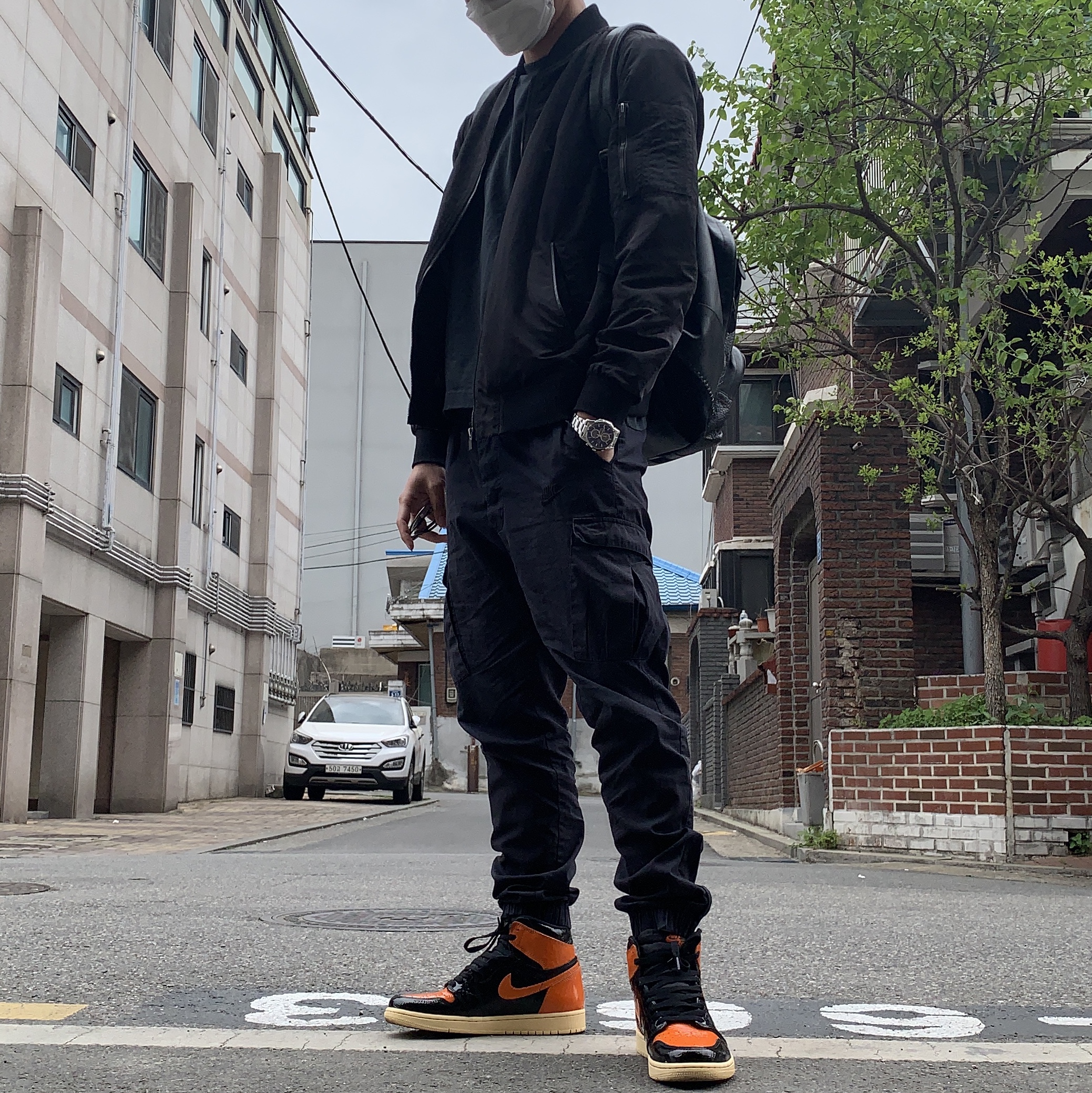Jordan 1 Retro High OG Pine Green Black, Jordan 1 Retro High Shattered Backboard 3.0 착용 스타일 - 2