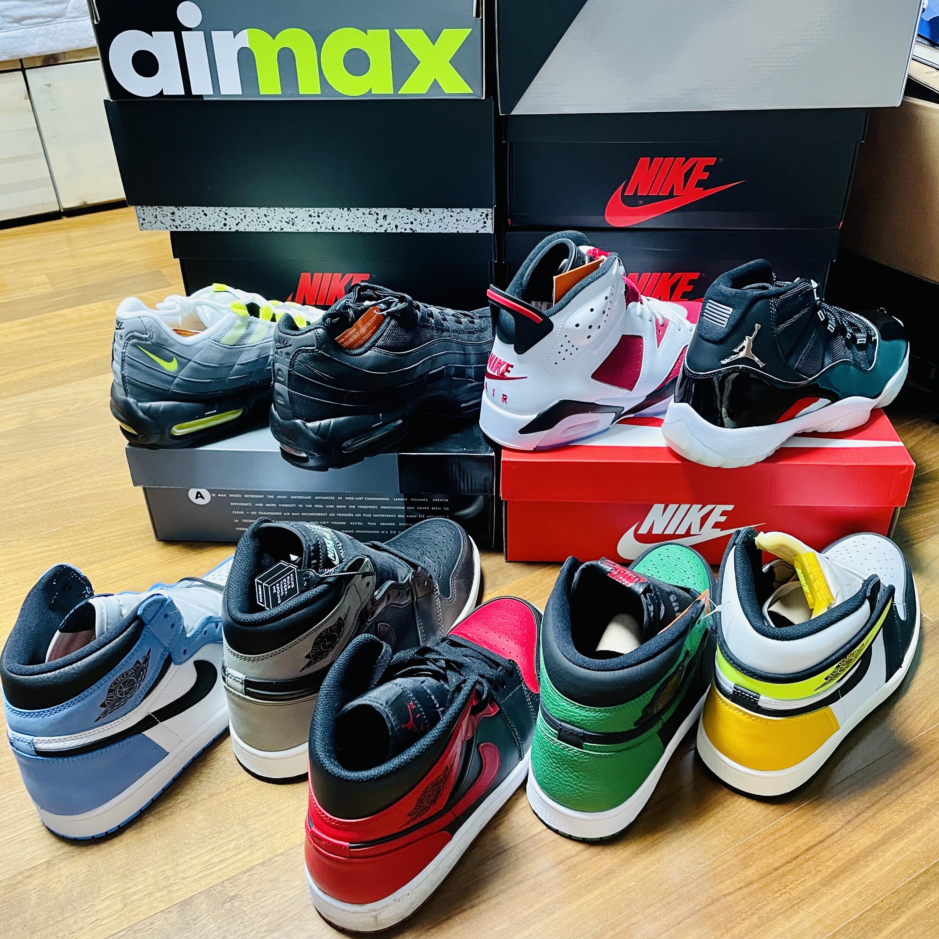 Nike Air Max 95 OG Neon Yellow 2020, Nike Air Max 95 Essential Triple Black 2020 착용 스타일