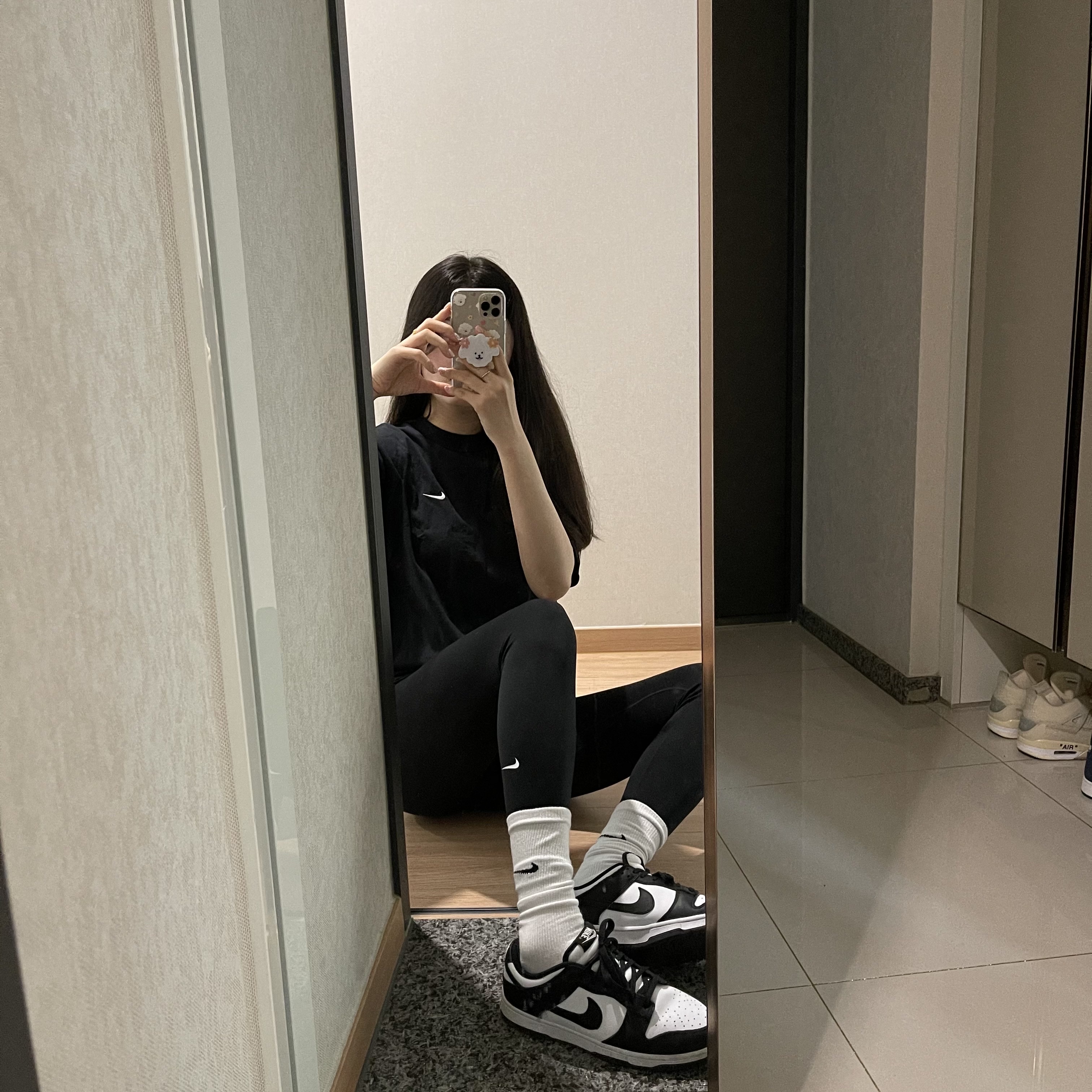 Nike Dunk Low Retro Black, (W) Nike Dunk Low Black 착용 스타일