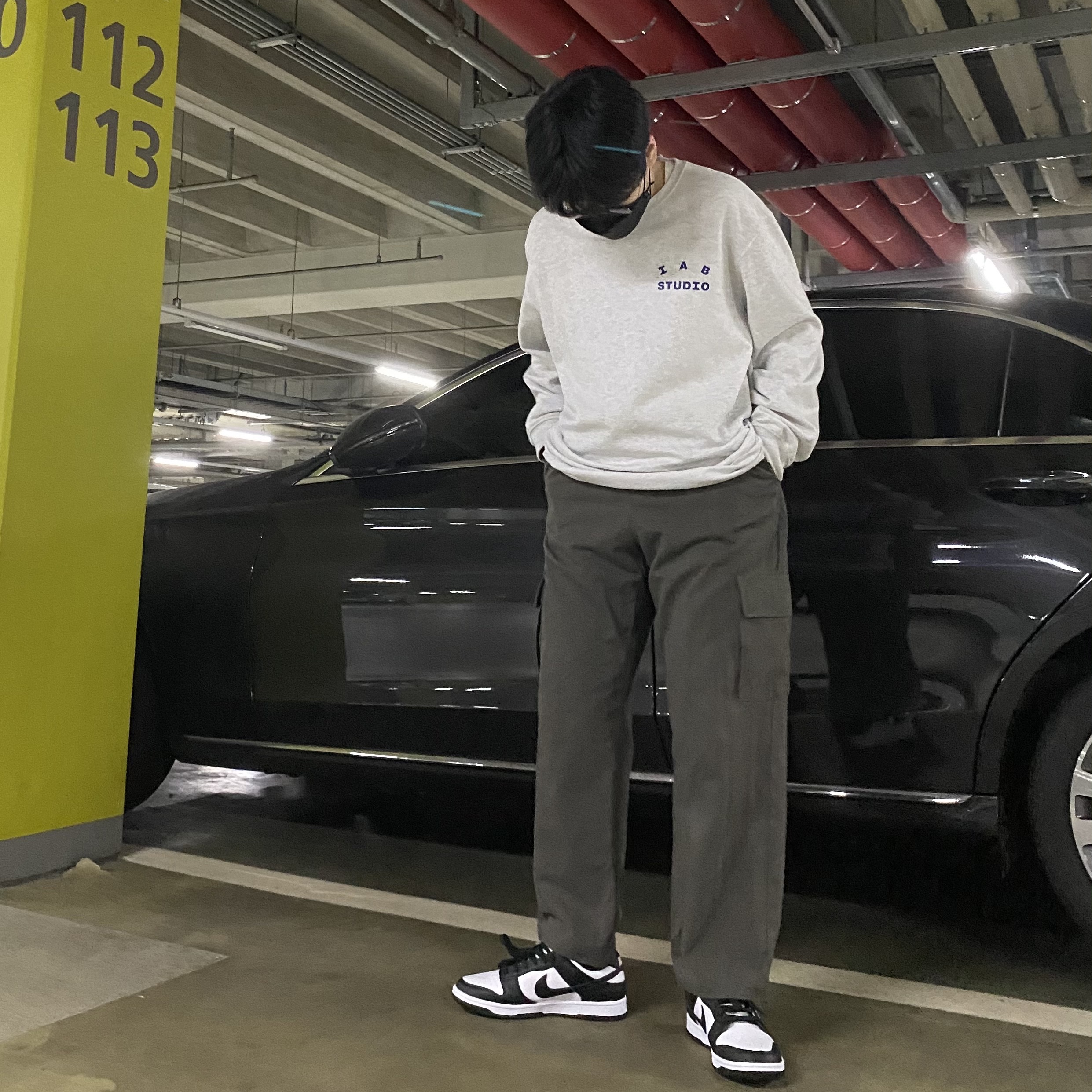 IAB Studio Long Sleeve Light Gray, Nike Dunk Low Retro Black 착용 스타일