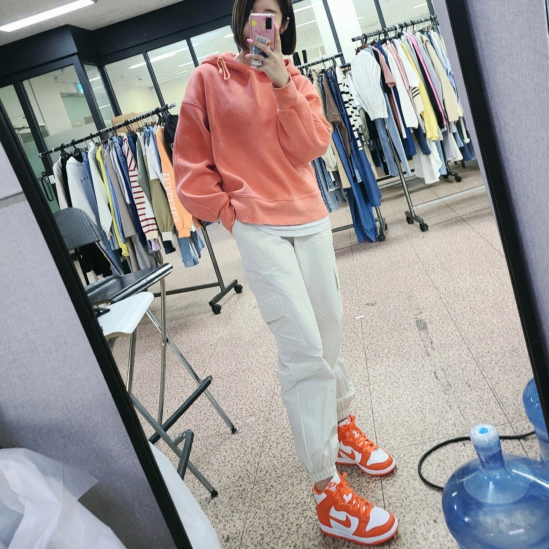 (W) Nike Dunk High Orange Blaze 착용 스타일
