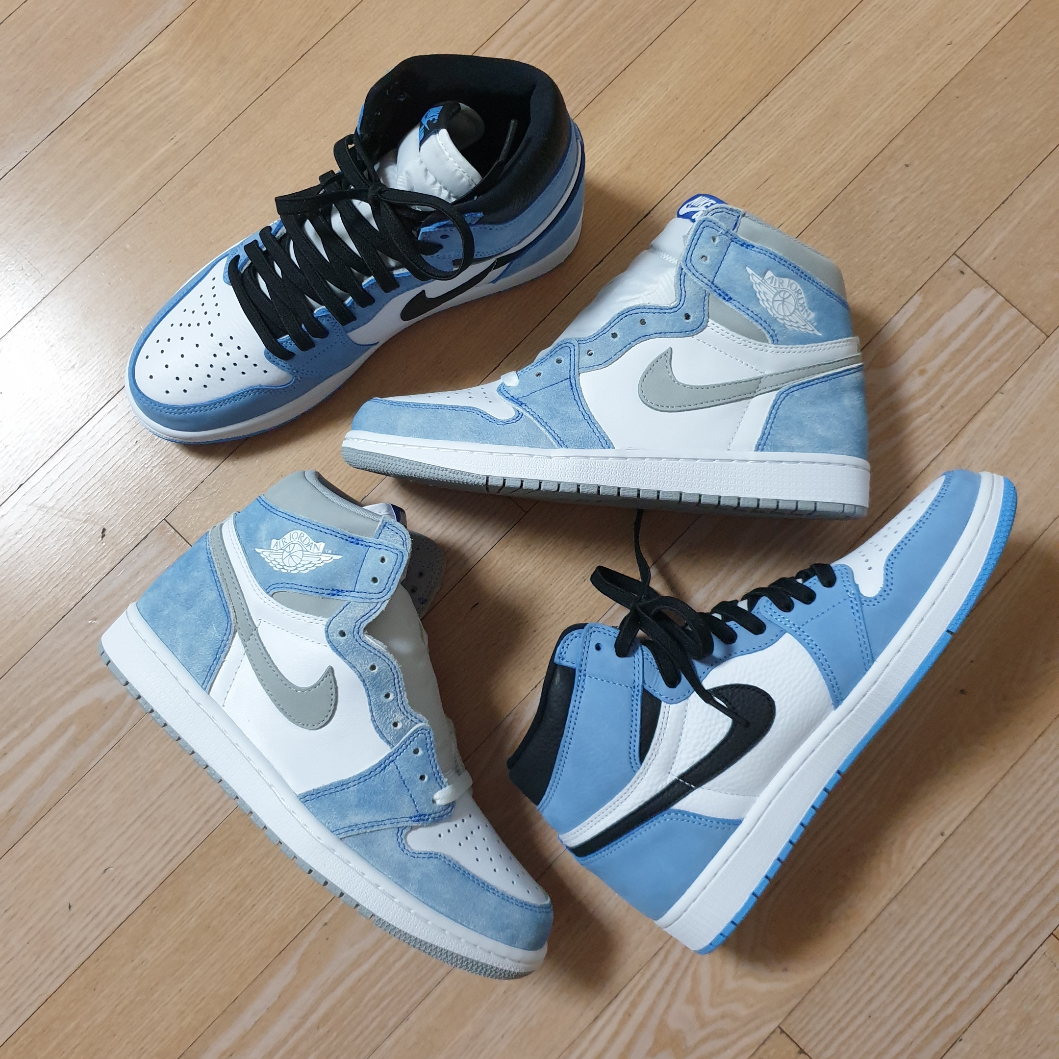 Jordan 1 Retro High OG Hyper Royal, Jordan 1 Retro High OG University Blue 착용 스타일