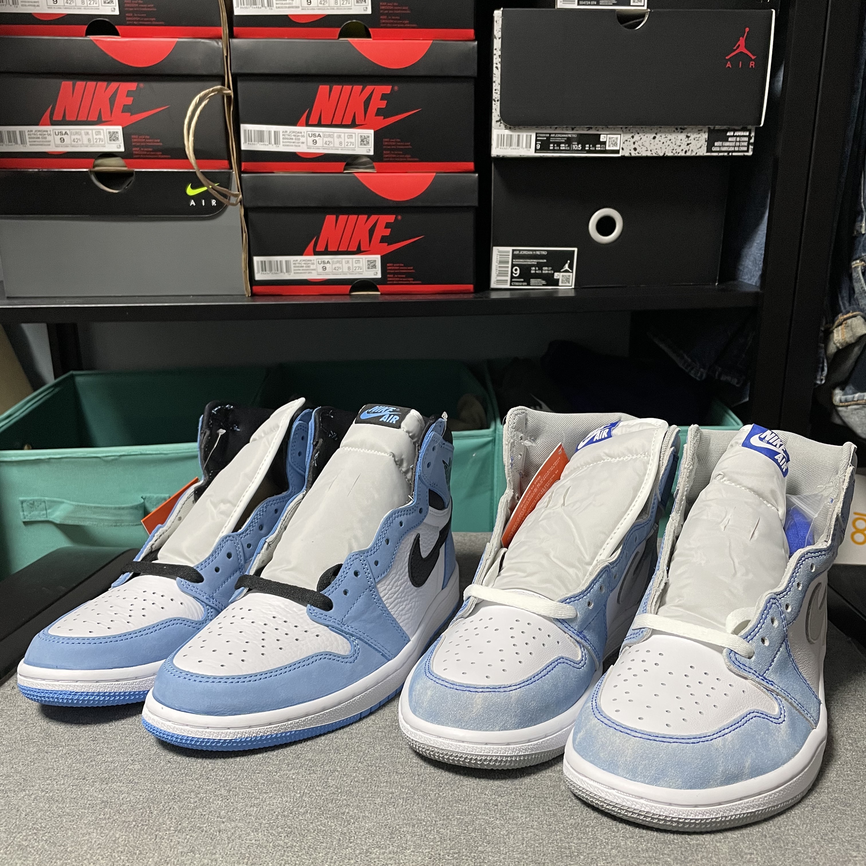 Jordan 1 Retro High OG Hyper Royal, Jordan 1 Retro High OG University Blue 착용 스타일
