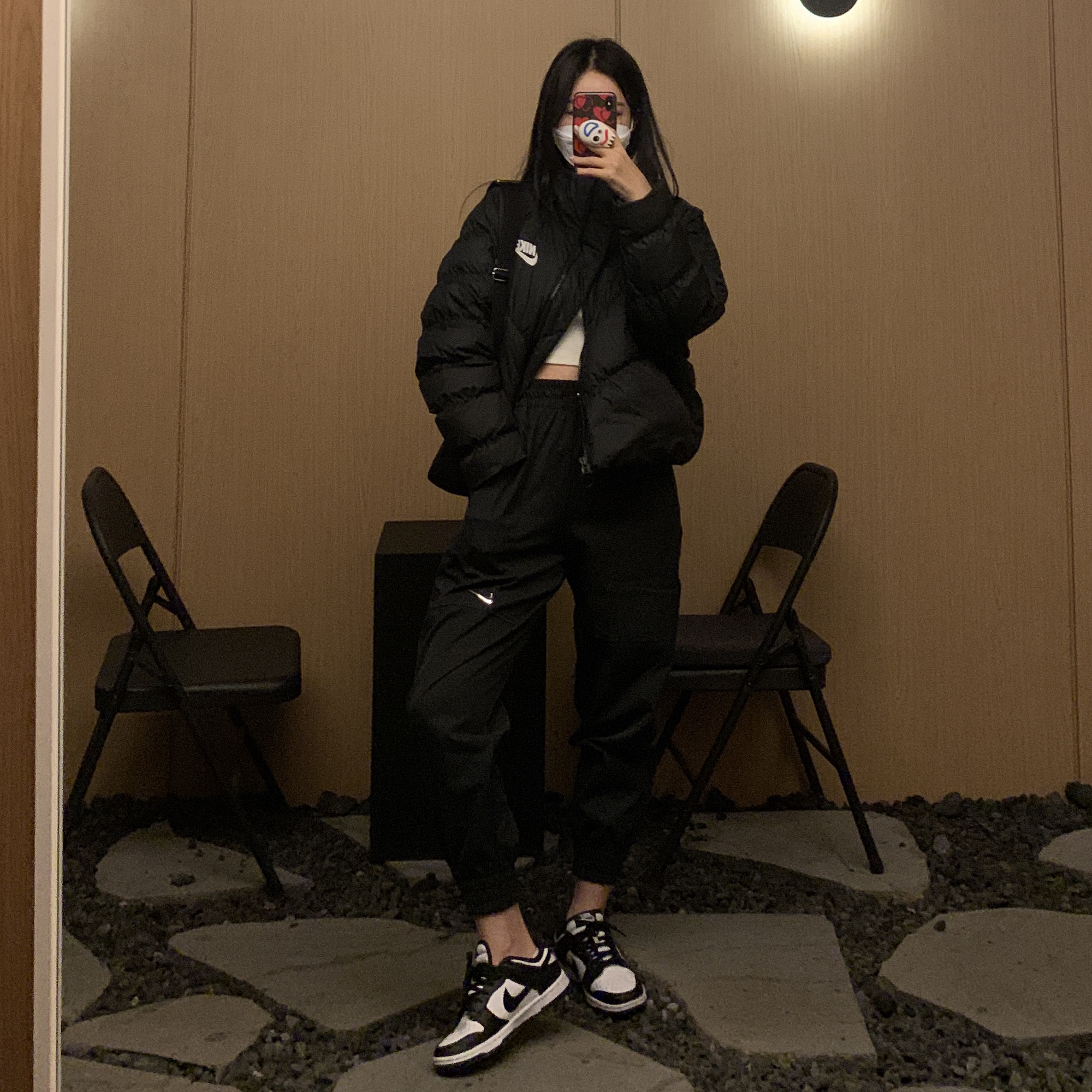 (W) Nike Dunk Low Black 착용 스타일 - 2