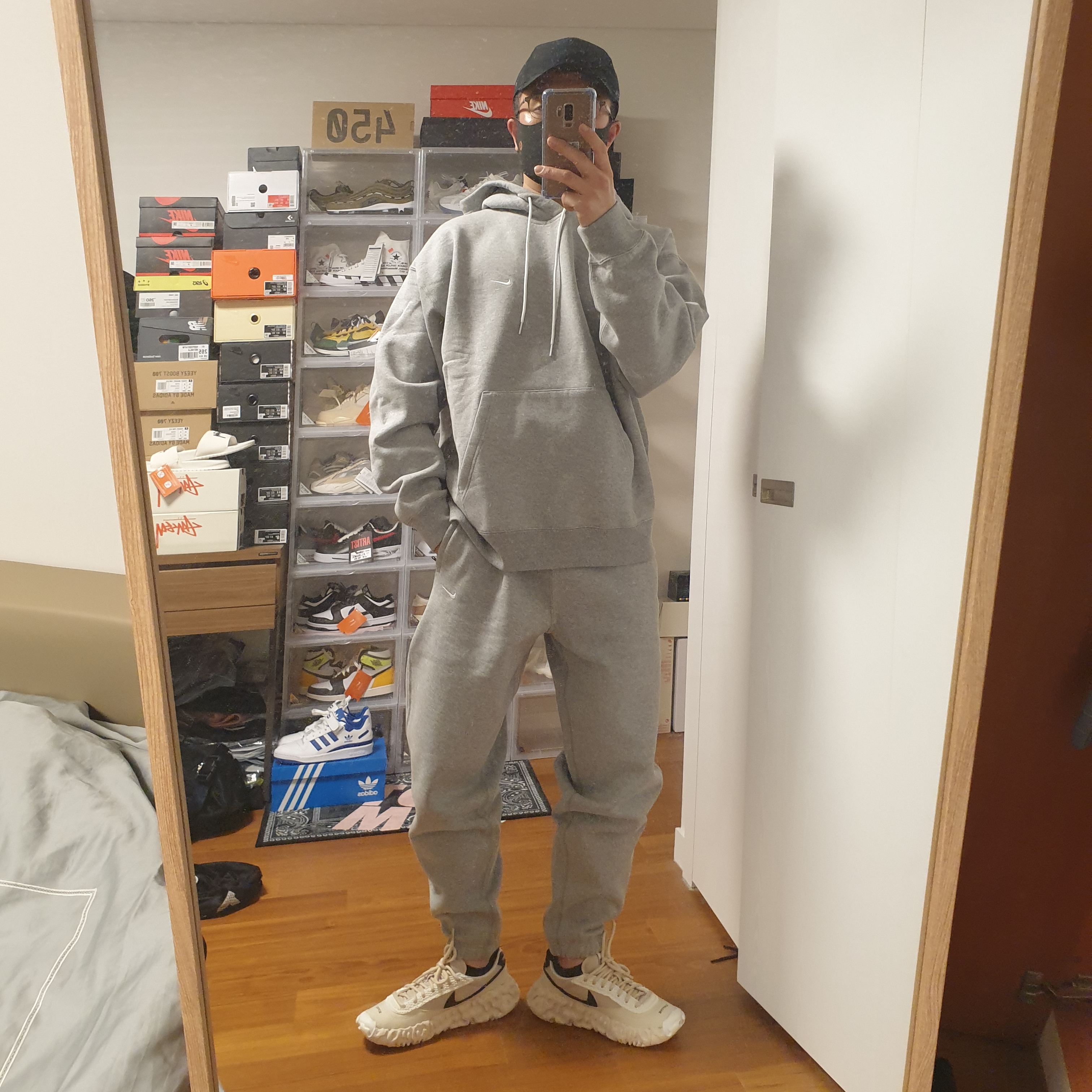 Nike x Drake Nocta NRG AU L91 Cap, Nike NRG Solo Swoosh Fleece Hoodie Dark Grey Heather - Asia 착용 스타일 - 5