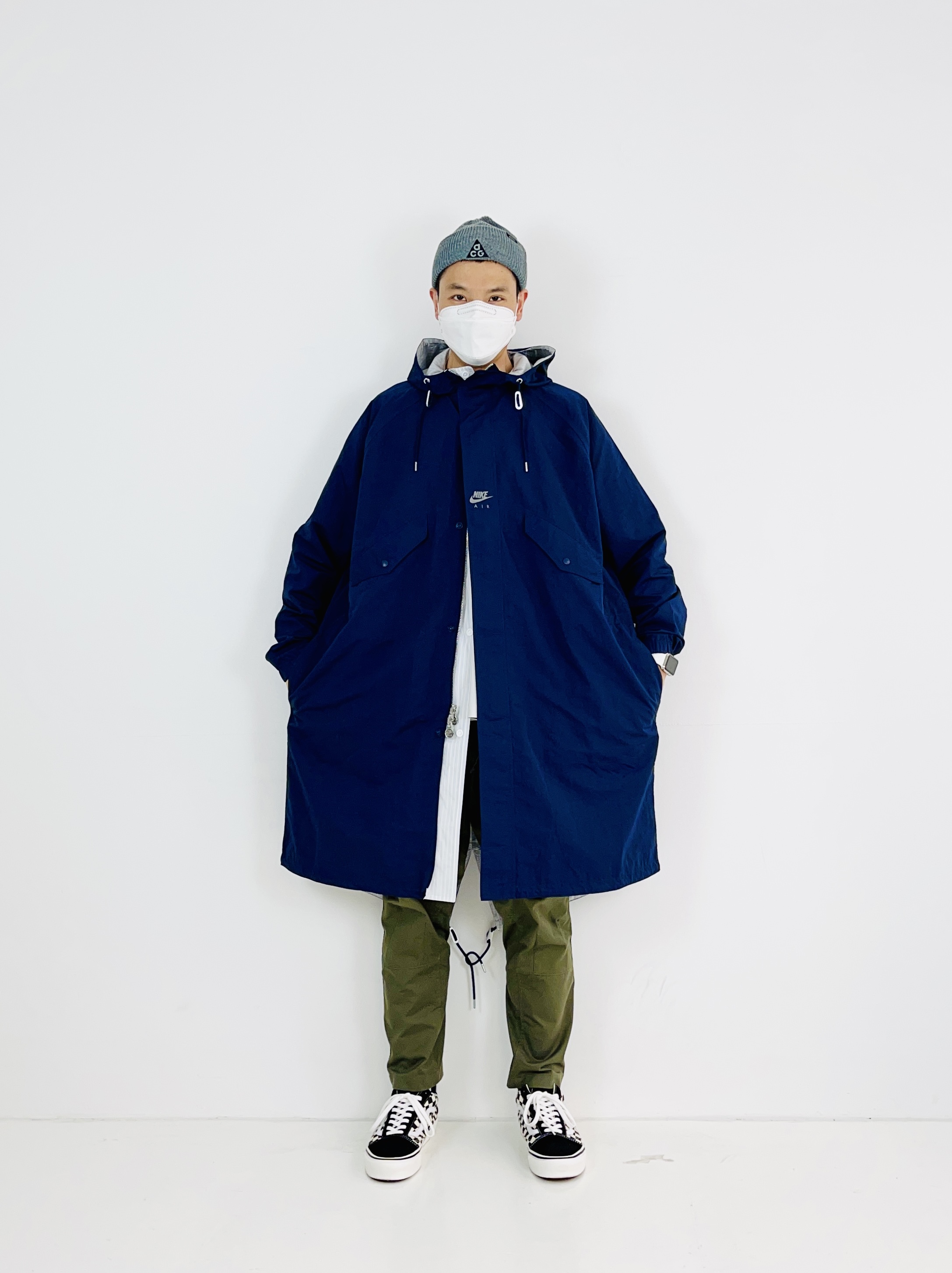 Nike x Kim Jones Reversible Parka Navy - Asia, Vans x Billy's Old Skool Crazy Check 착용 스타일 - 3