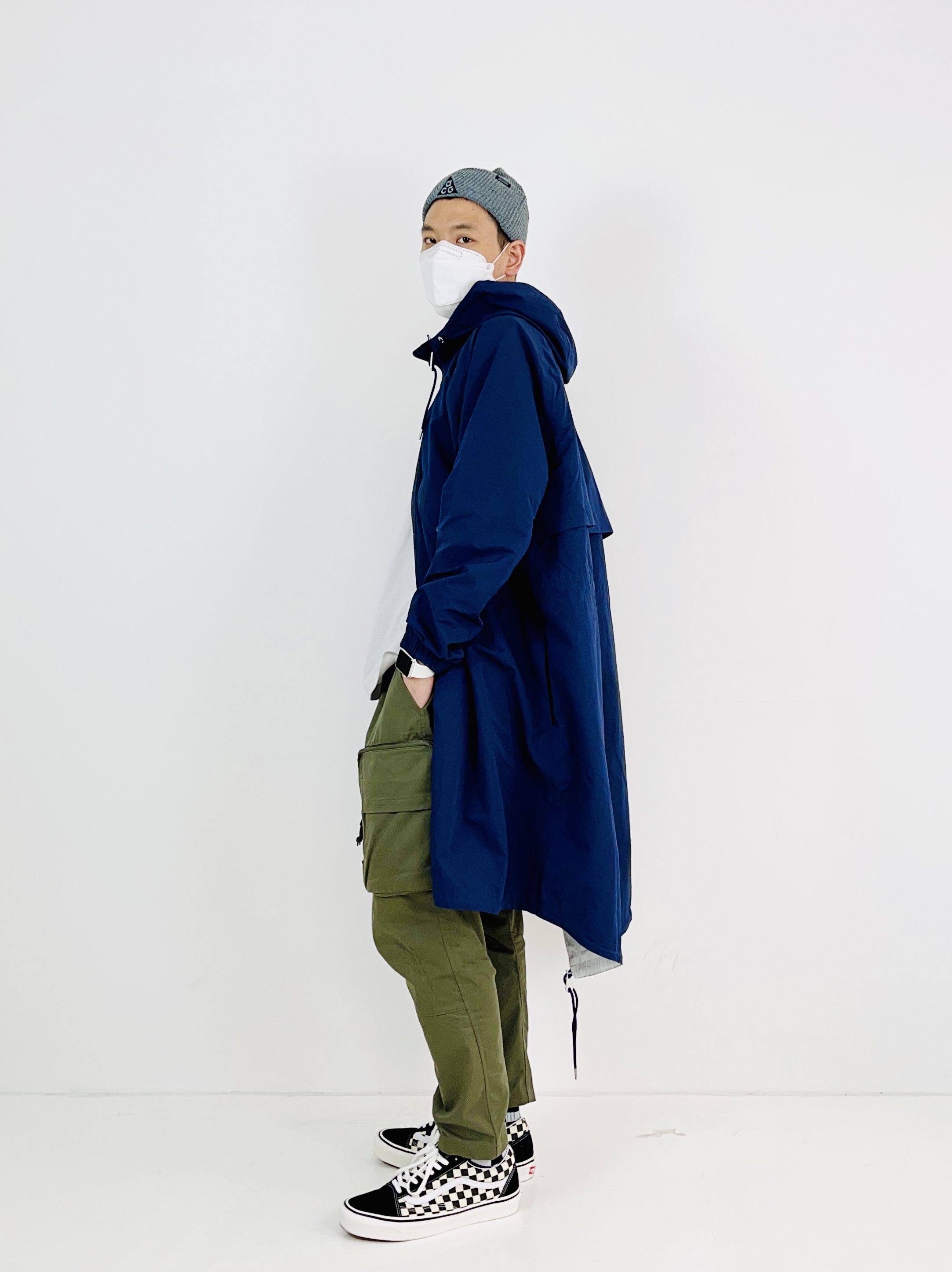 Nike x Kim Jones Reversible Parka Navy - Asia, Vans x Billy's Old Skool Crazy Check 착용 스타일 - 1