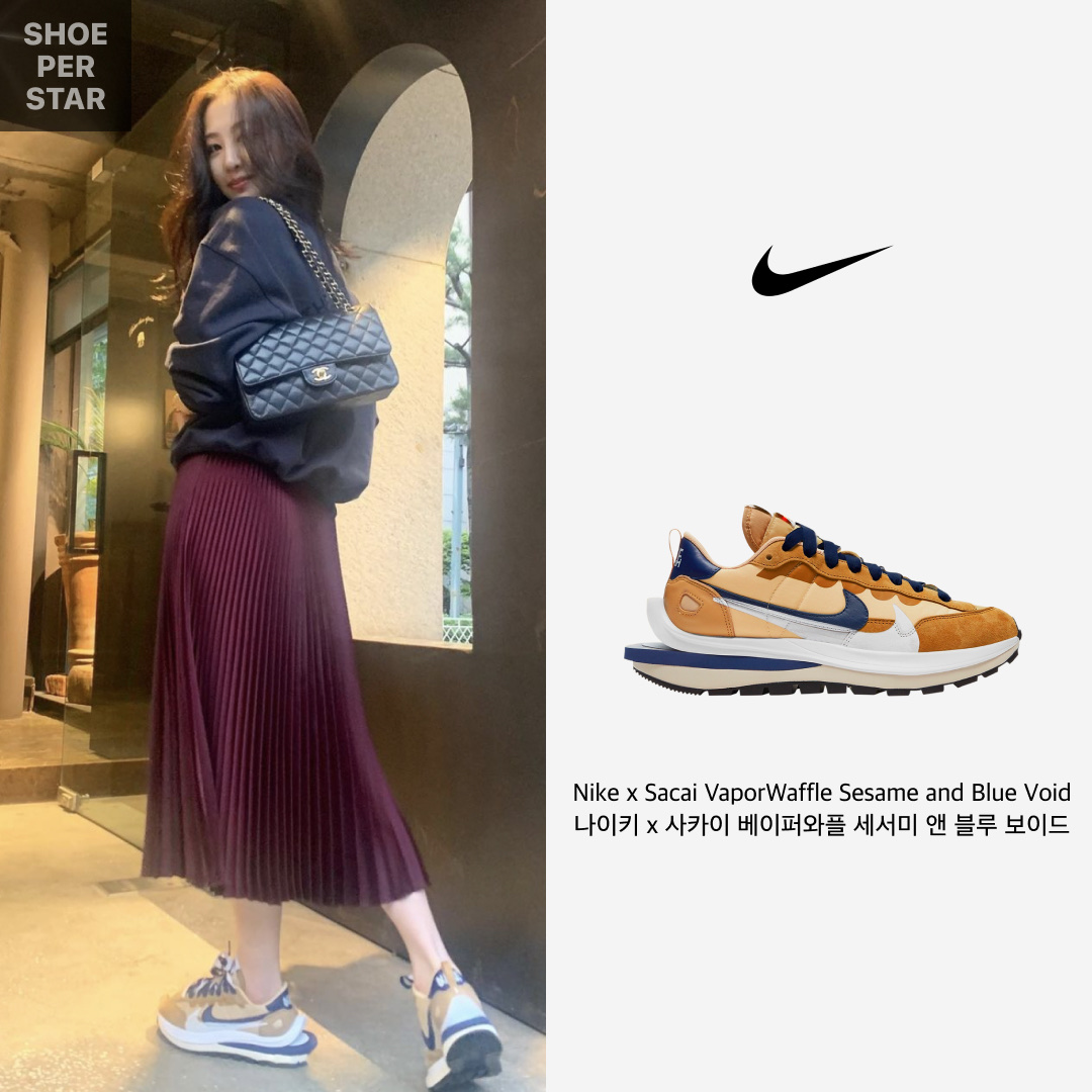 Nike x Sacai VaporWaffle Sesame and Blue Void 착용 스타일 - 1