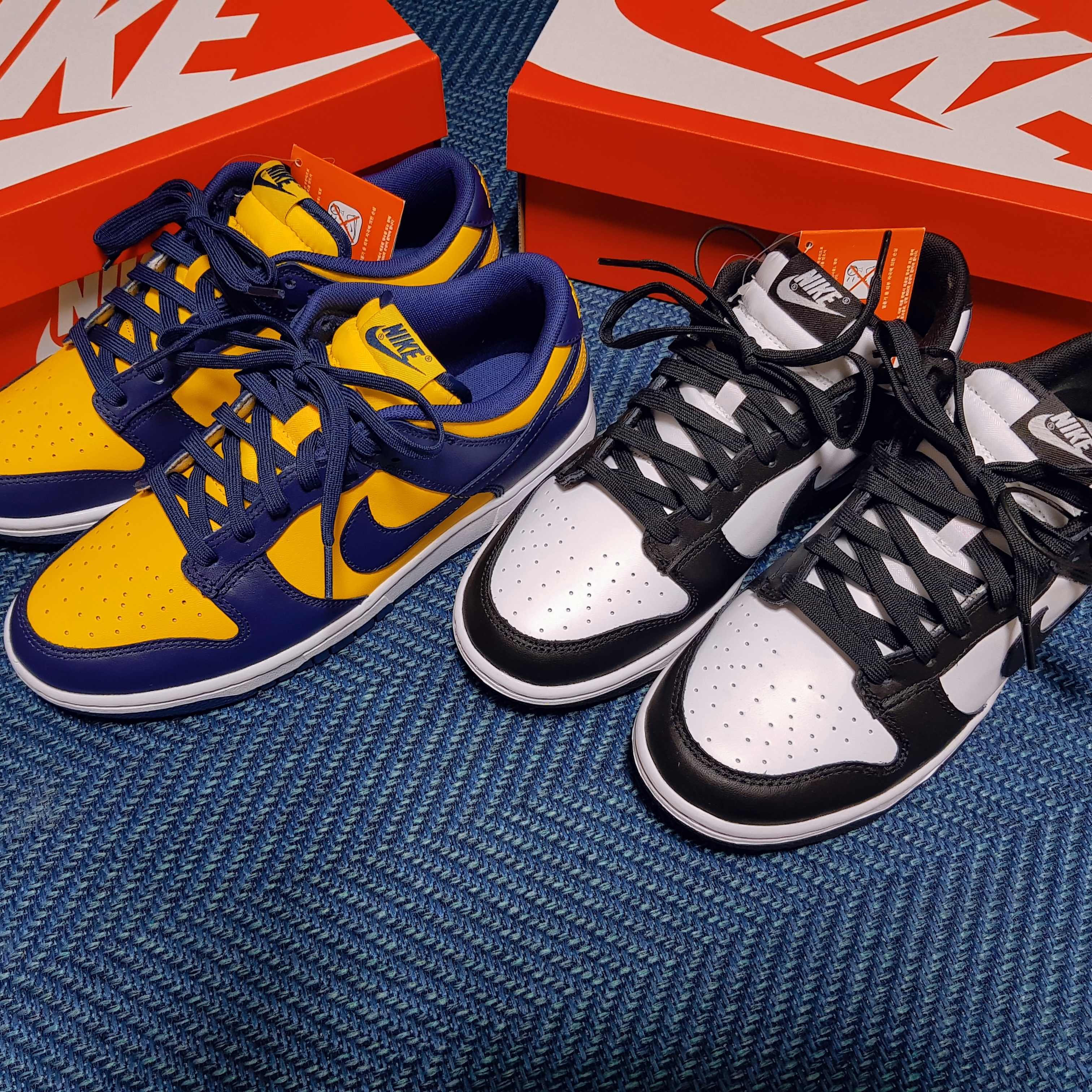 Nike Dunk Low Retro Varsity Maize, Nike Dunk Low Retro Black 착용 스타일 - 2