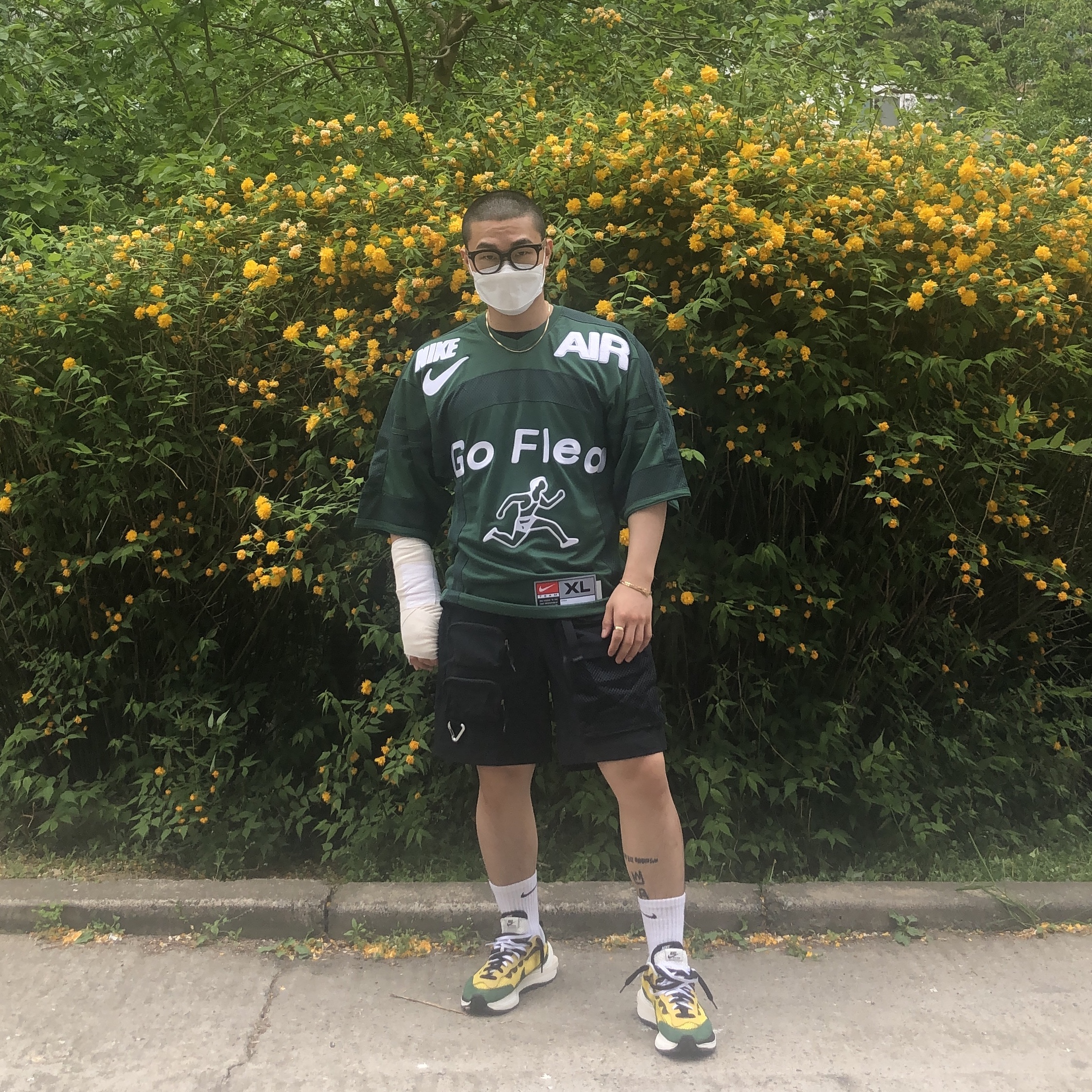 Nike x Cactus Plant Flea Market S/S Jersey Green - US/EU, Nike x Sacai VaporWaffle Tour Yellow & Gorge Green Sail 착용 스타일