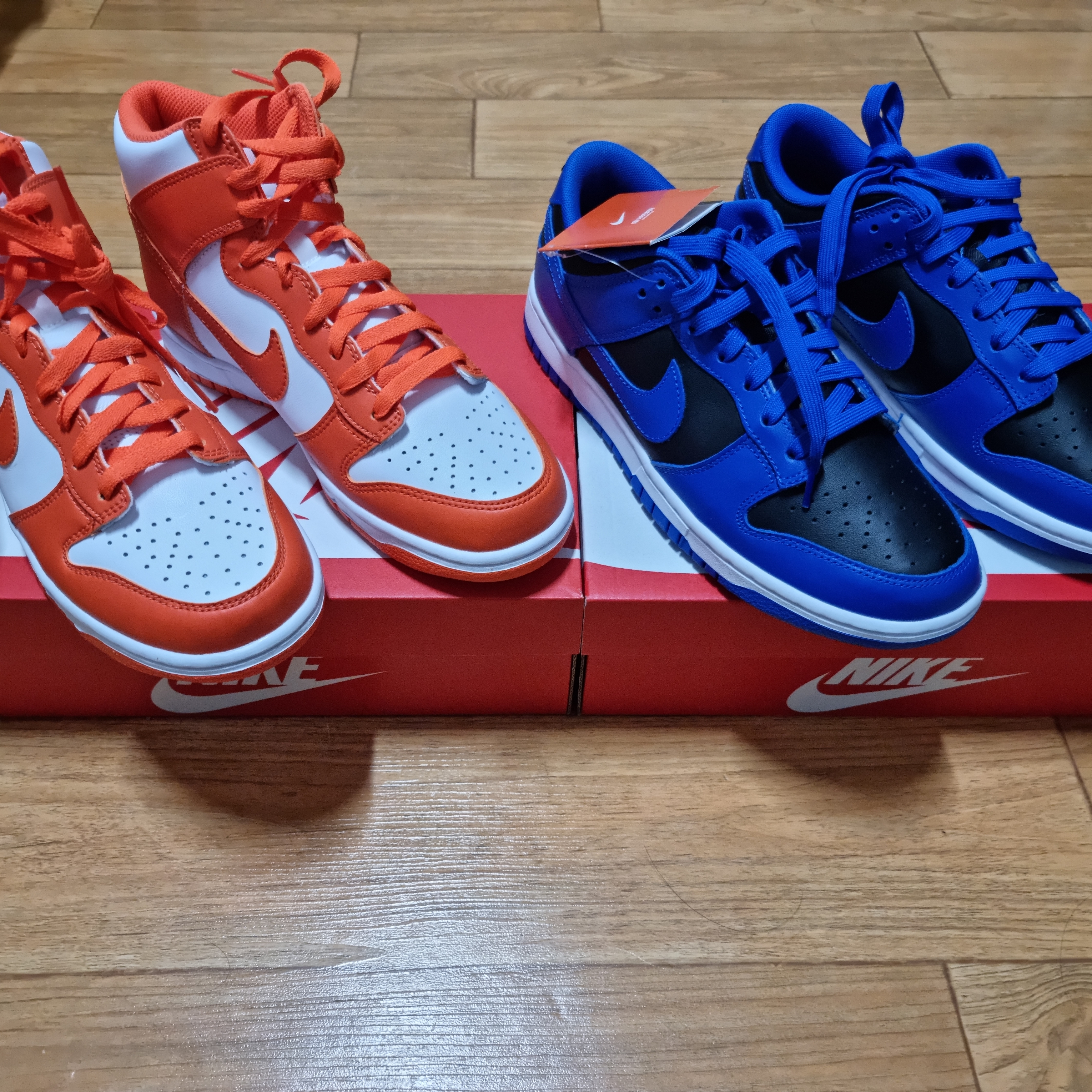 Nike Dunk Low Retro Hyper Cobalt, (GS) Nike Dunk High Orange Blaze 착용 스타일