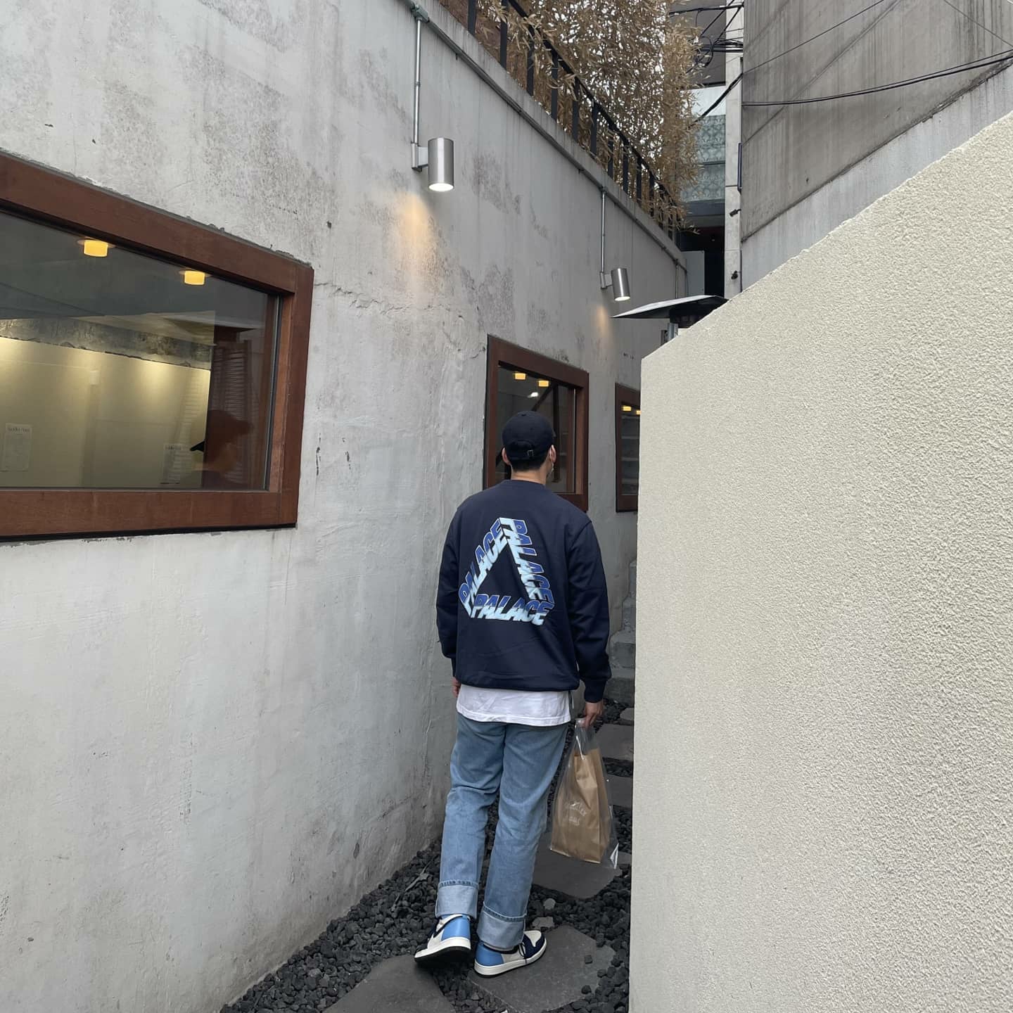 Jordan 1 Retro High Obsidian UNC, Palace Split P3 Crew Navy - 19FW 착용 스타일