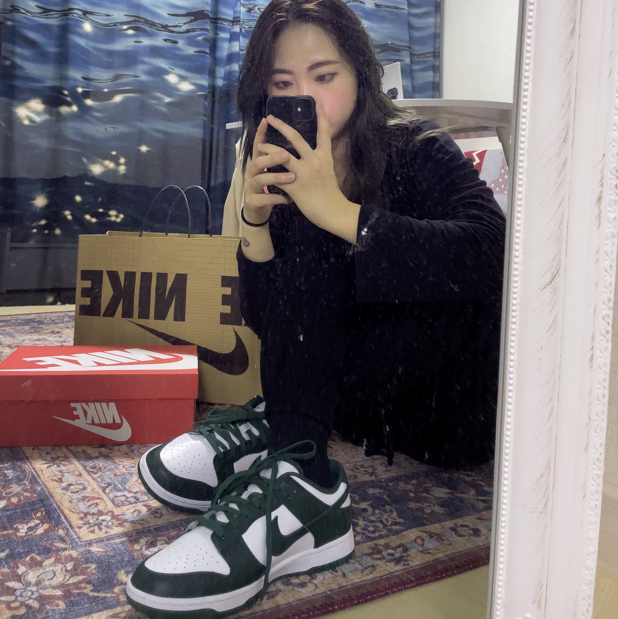 Nike Dunk Low Retro Varsity Green, Nike Dunk High SP Spartan Green 착용 스타일