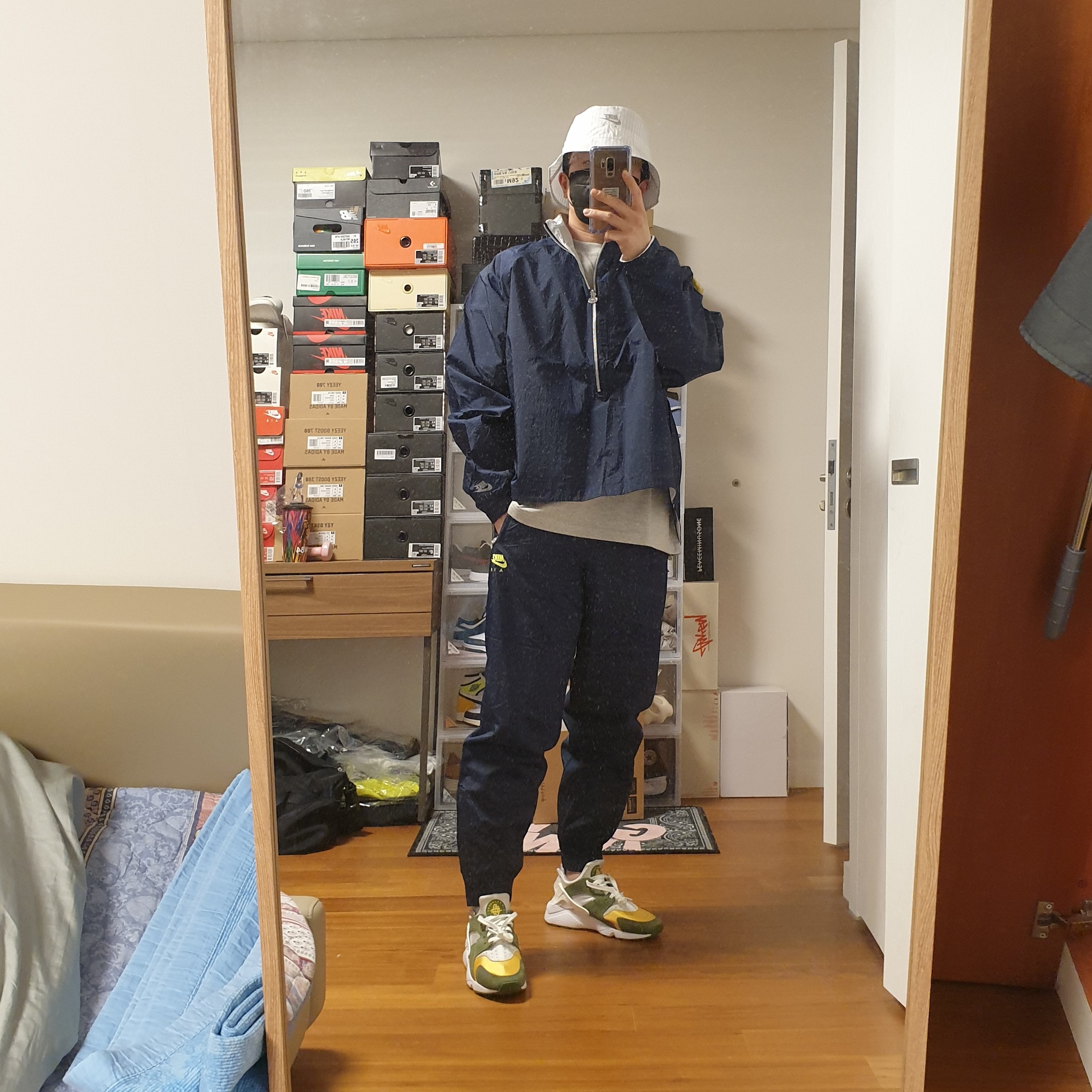 Nike x Kim Jones Reversible Wind Breaker Navy - US/EU, Nike x Kim Jones Oversized T-Shirt Grey Heather - US/EU 착용 스타일 - 2
