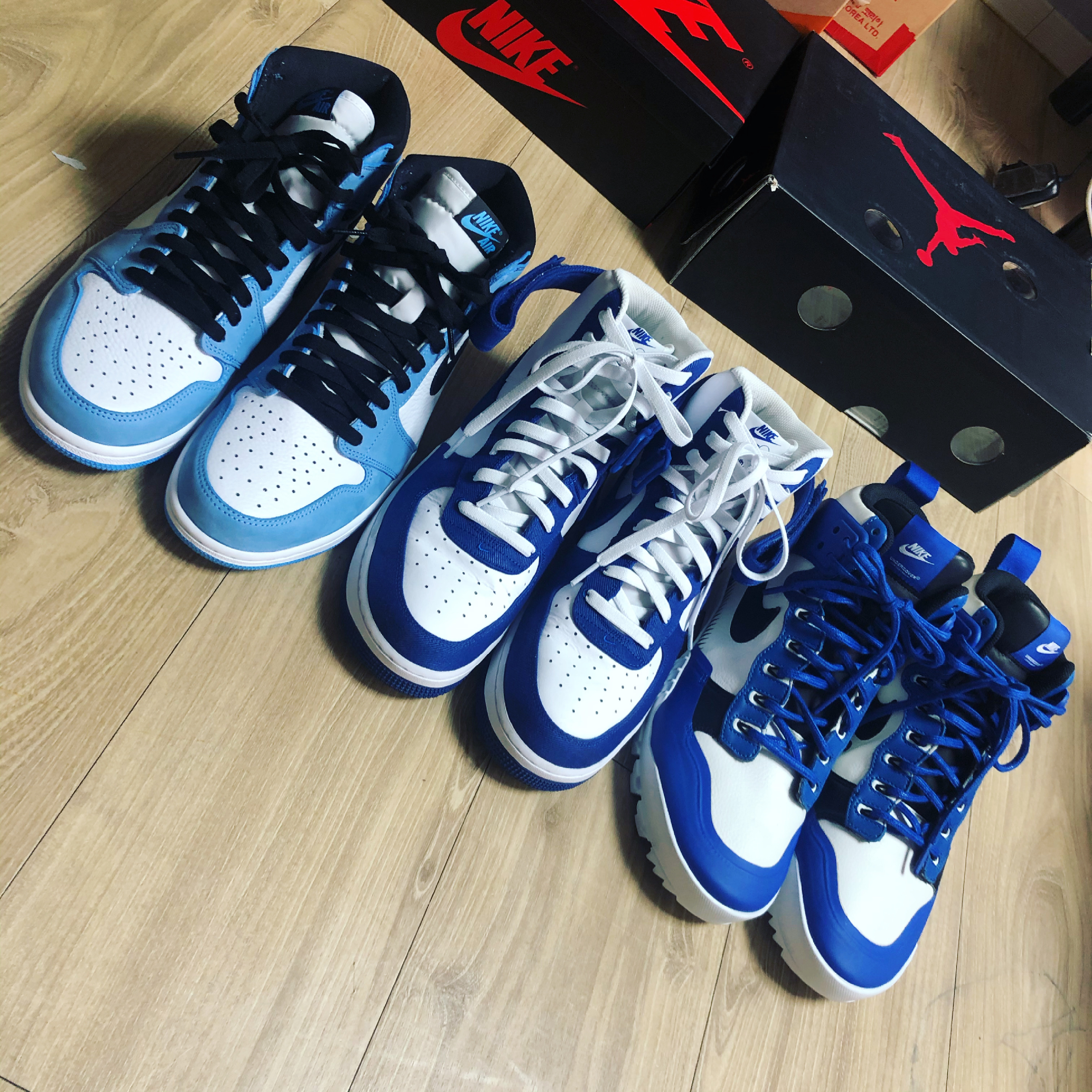 Nike Air Force 1 High '07 LV8 EMB Dodgers, Nike x Undercover SFB Jungle Dunk White 착용 스타일